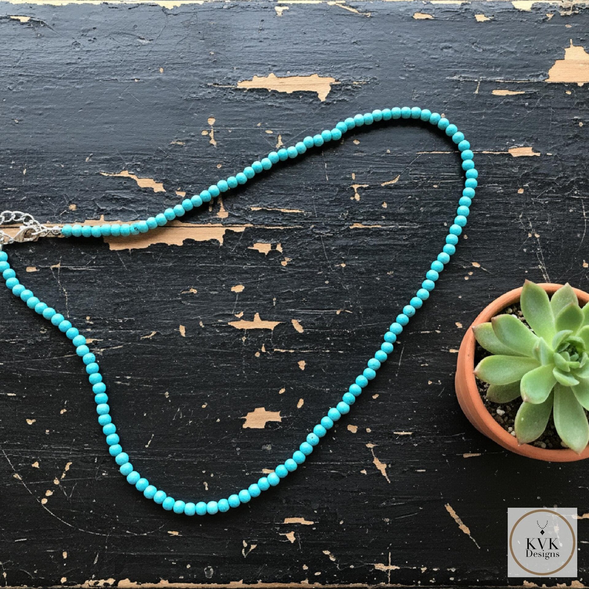 Turquoise Bead Necklace: Beaded Turquoise Choker