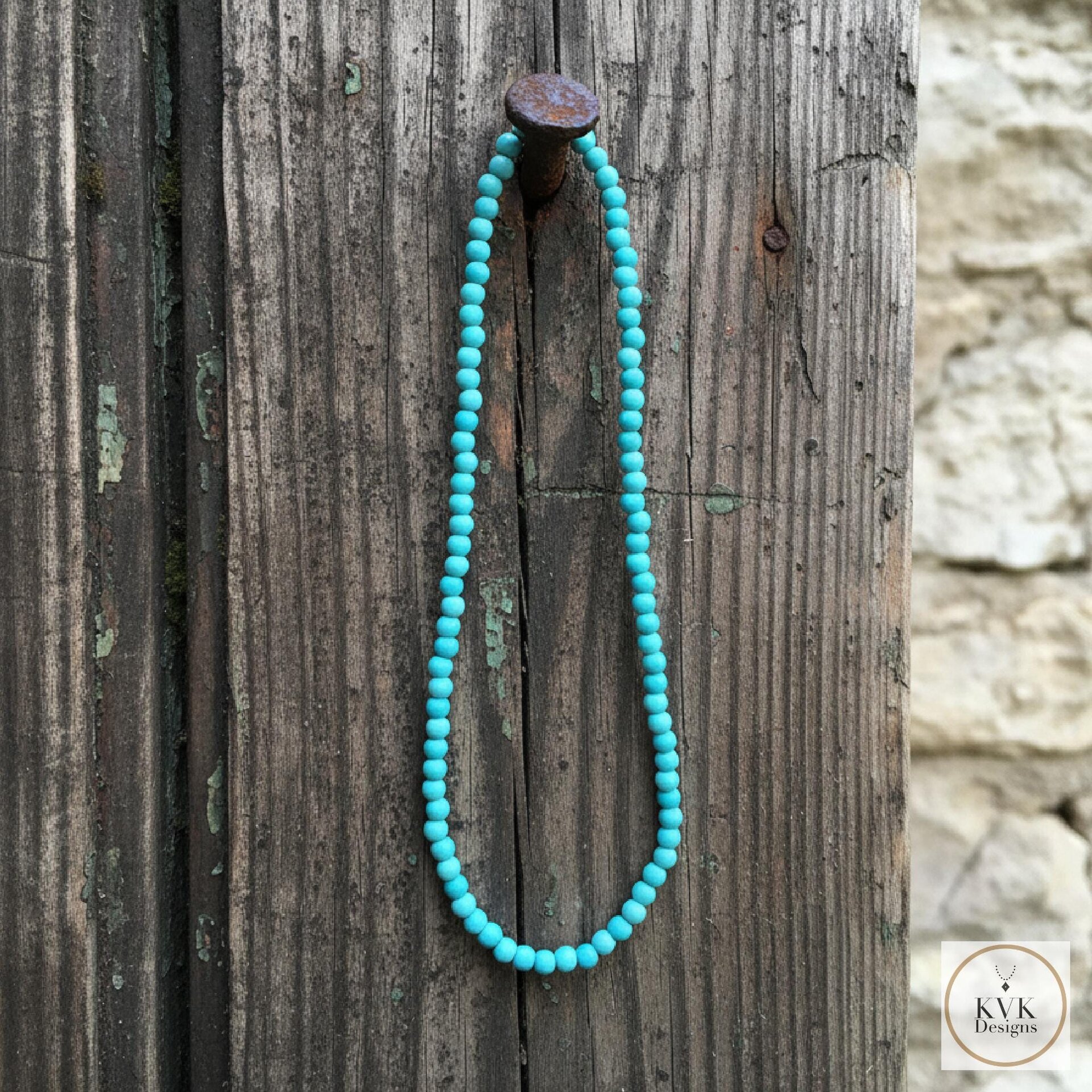 Turquoise Bead Necklace: Beaded Turquoise Choker