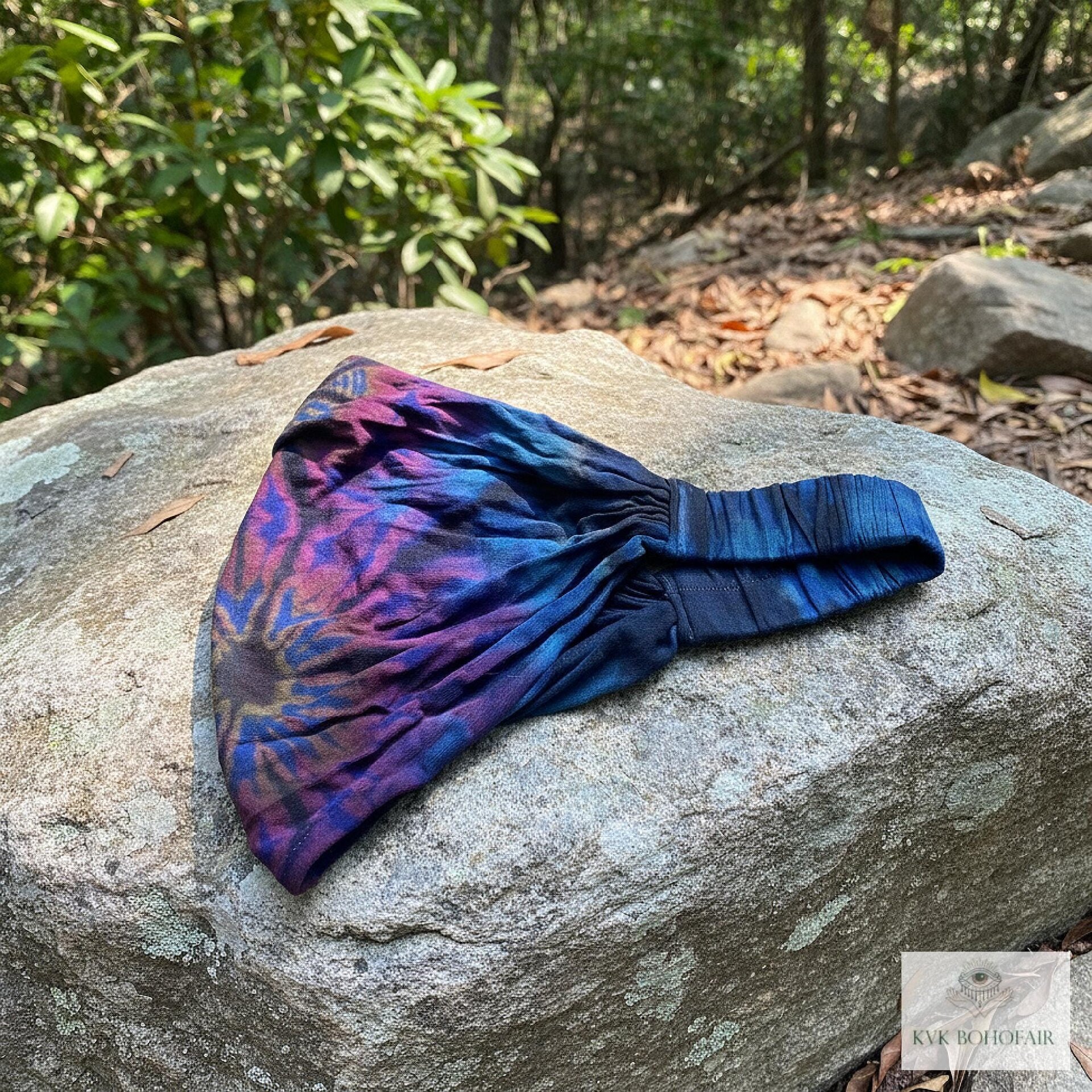 Dark Blue Tie Dye Boho Headband - Stylish Bohemian Headwrap, Headbands for Women