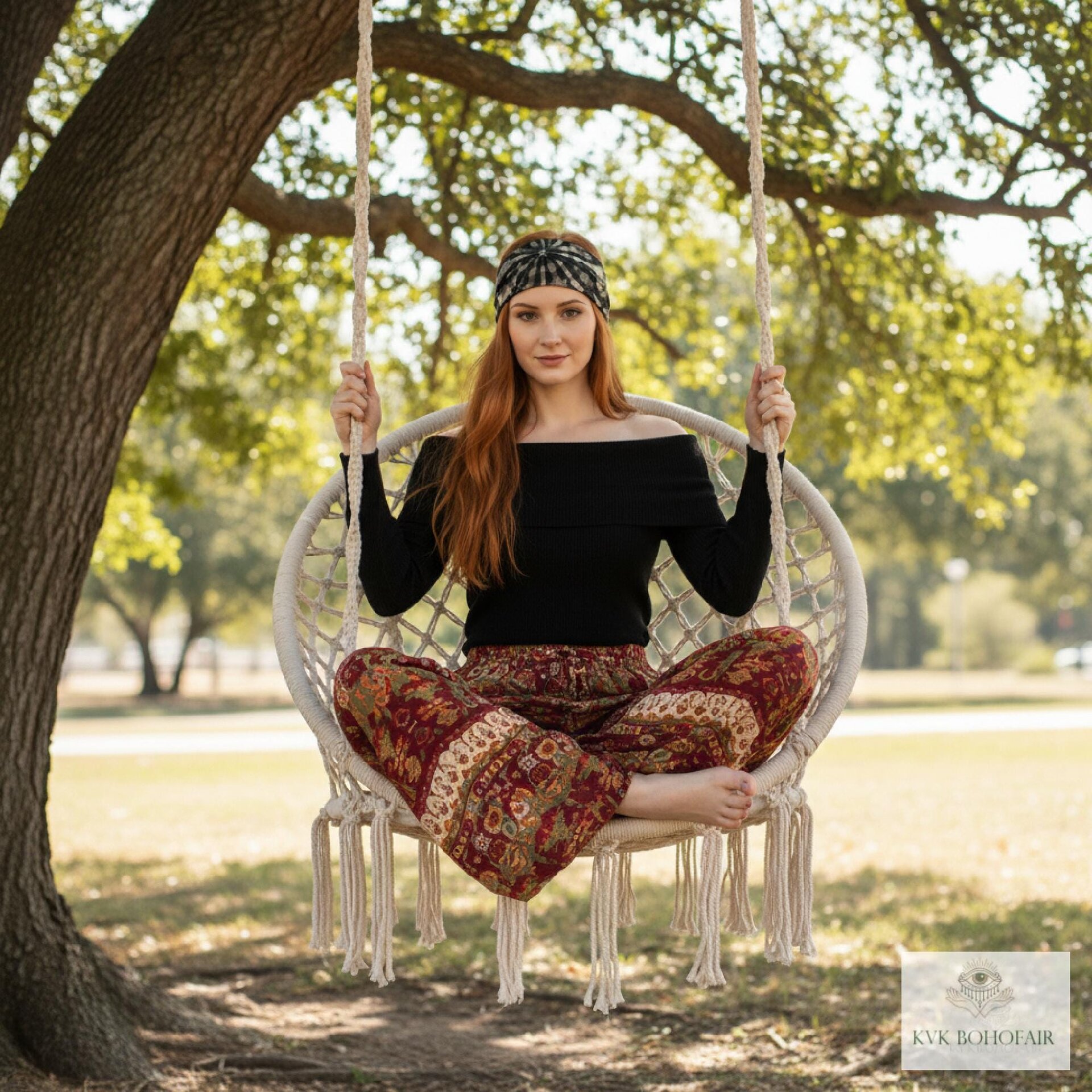 Black & Tan Tie Dye Boho Headband - Stylish Bohemian Headwrap, Headbands for Women