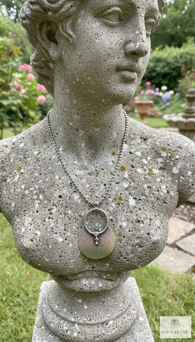 Boho Tribal Silver Circle Pendant Necklace - Unique Statement Accessory
