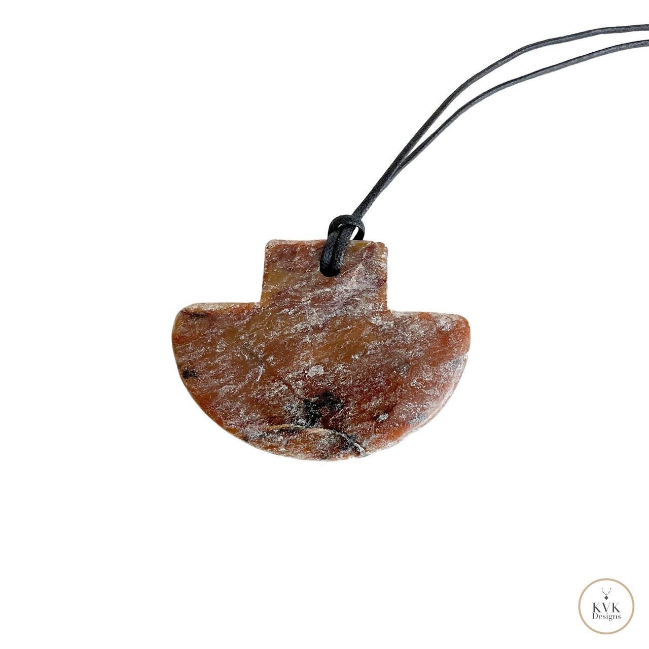 Natural Serpentine Axe Pendant - Handcrafted Earthy Gemstone Necklace, Handmade Stone Jewelry