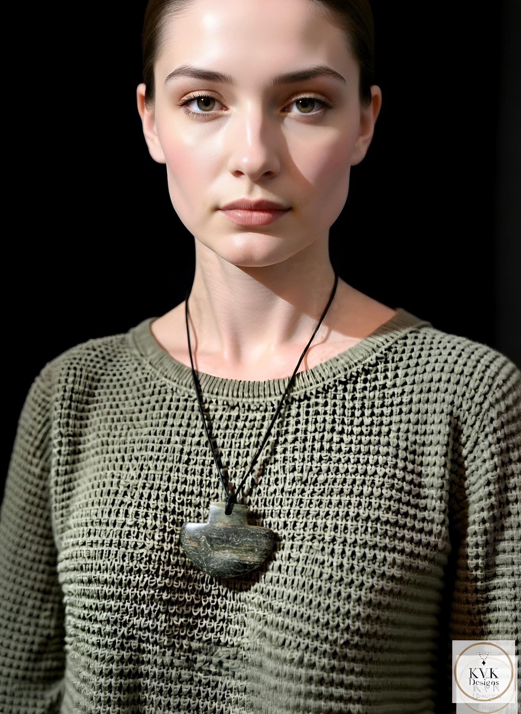 Natural Serpentine Axe Pendant - Handcrafted Earthy Gemstone Necklace, Handmade Stone Jewelry