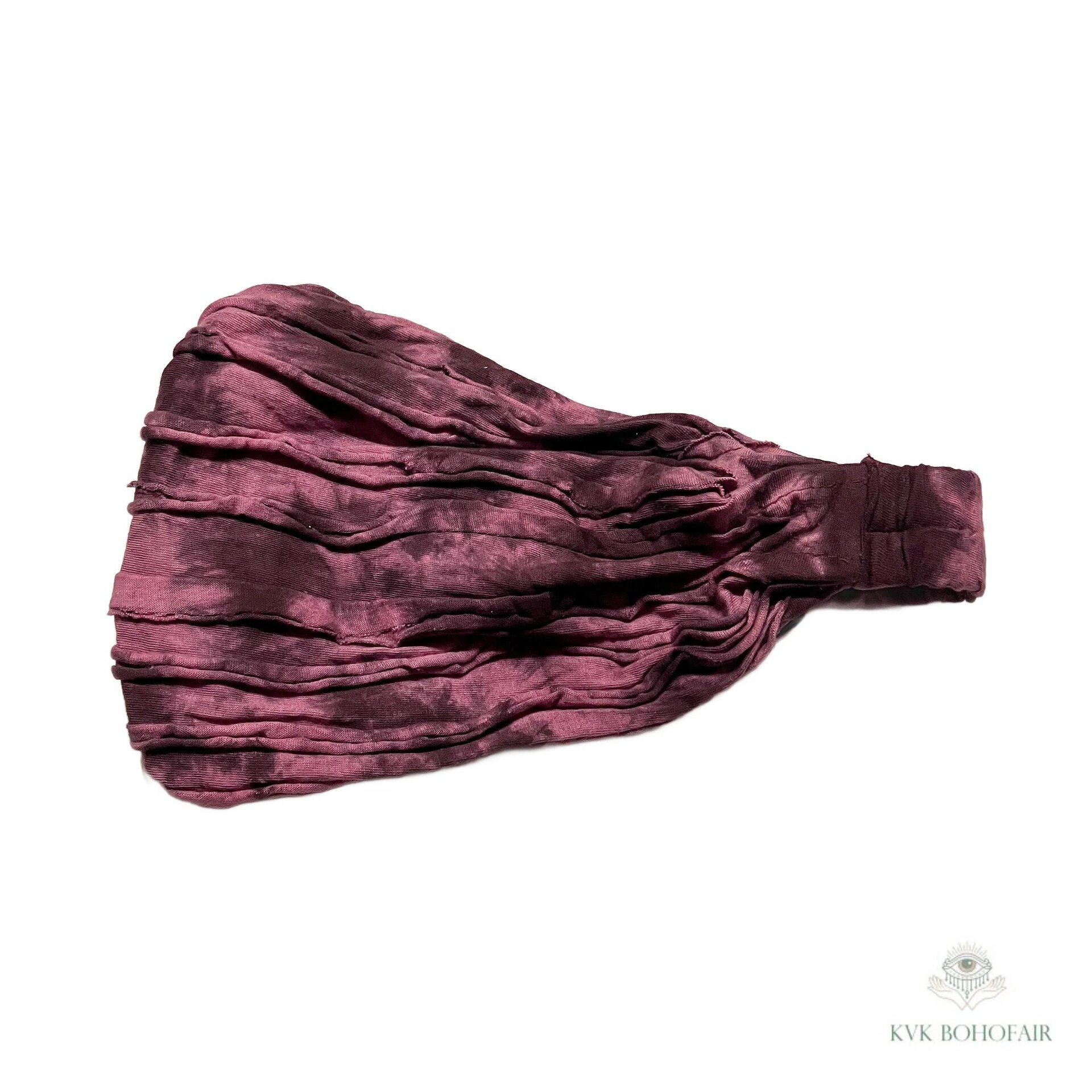 Maroon Tie Dye Boho Headband - Stylish Bohemian Headwrap, Headbands for Women
