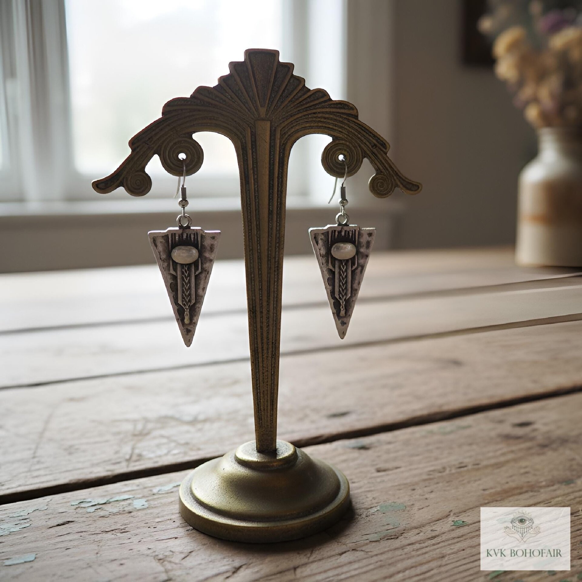 Boho Silver Tribal Earrings - Ethnic Dangles with 925 Sterling Silver Hooks