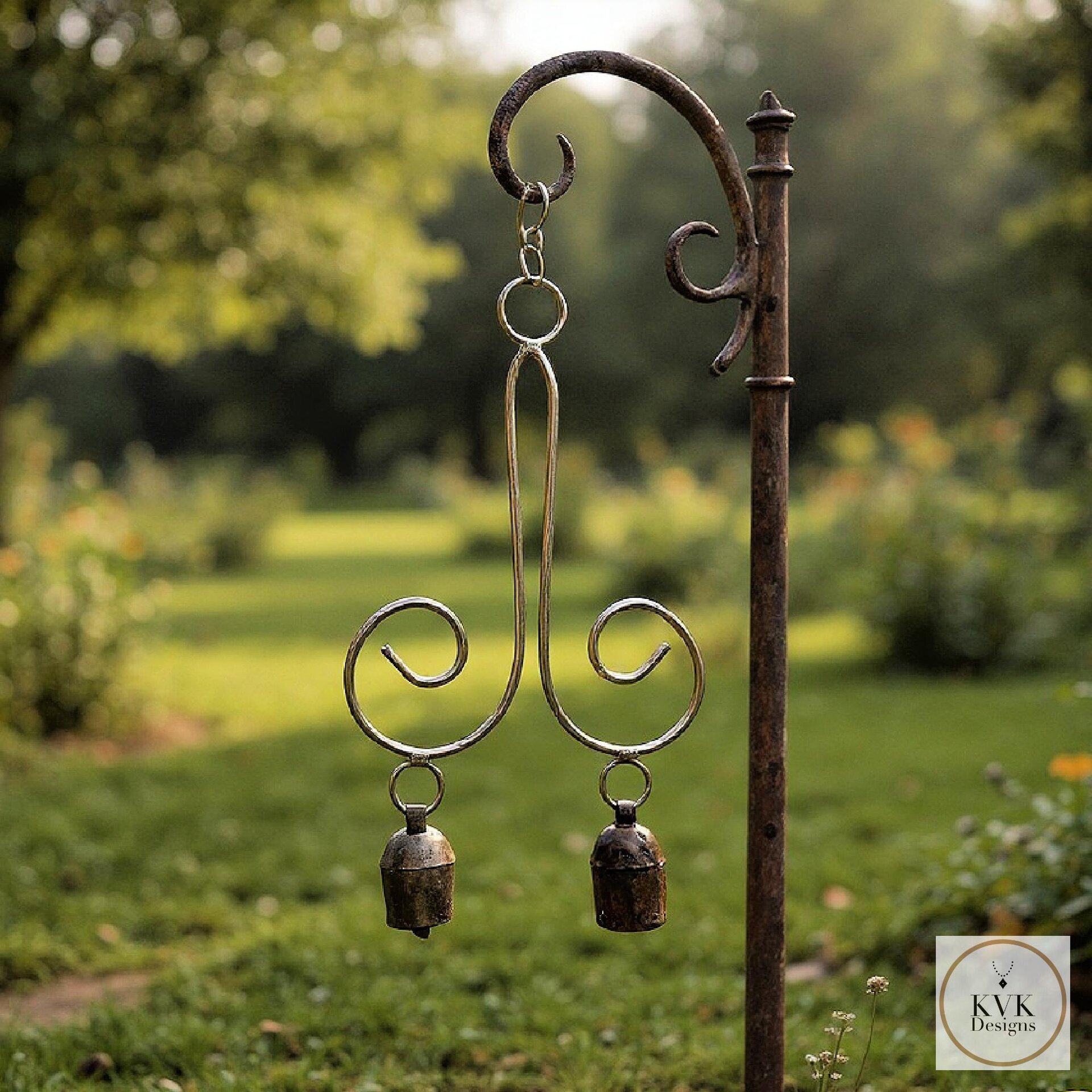 Handmade Swirl Bell Chime - Artisan Boho Metal Spiral Patio Decor