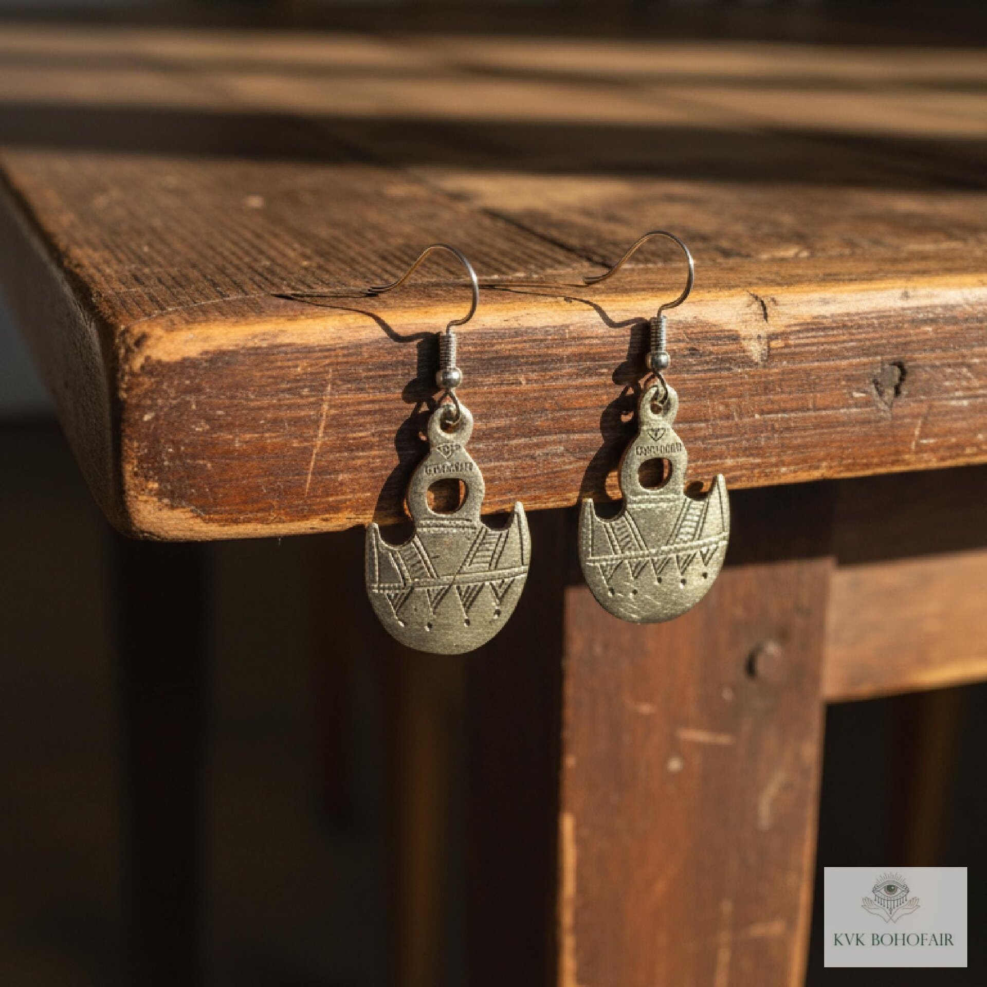 Handcrafted Tuareg Silver Gofed Earrings, Ethnic African Tribal Dangles, Stainless Steel Hooks