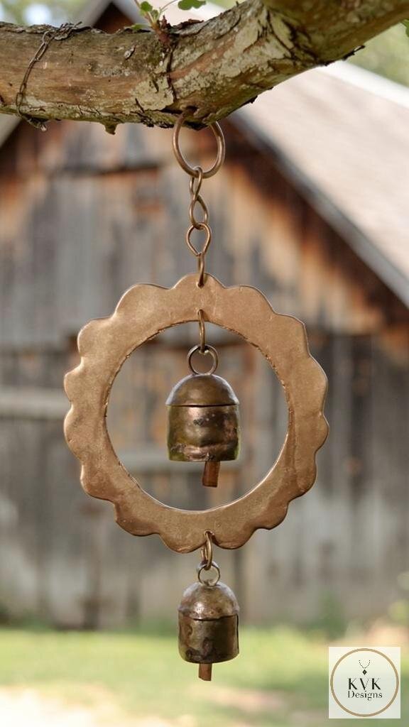 Handmade Double Sun Bells Metal Wind Chime - Soothing Outdoor Sounds, Rustic Garden Decor
