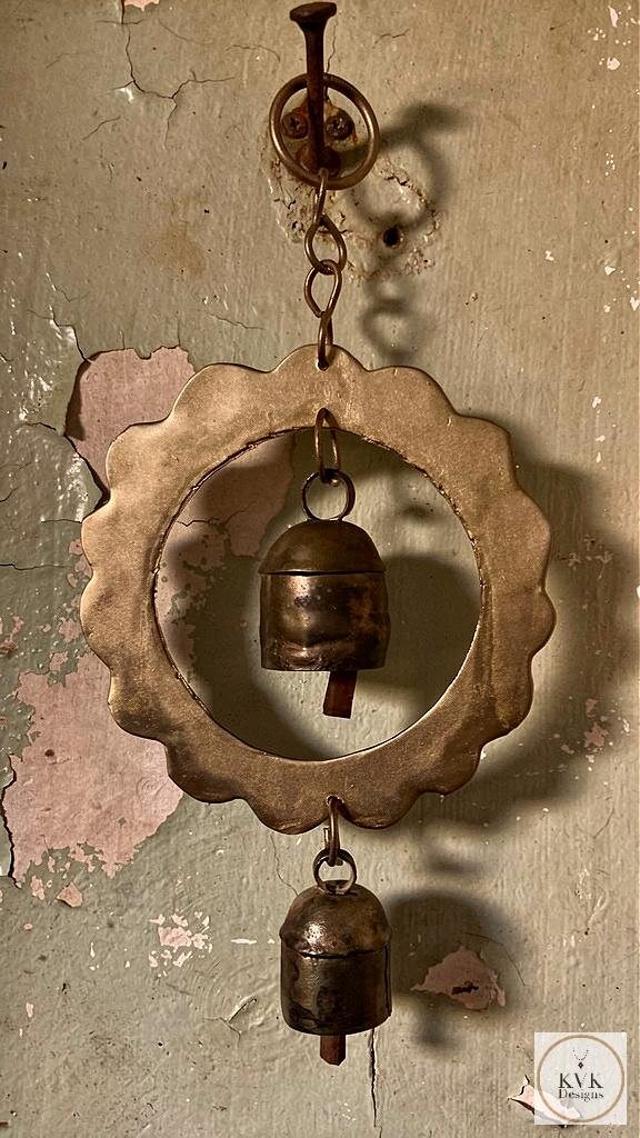 Handmade Double Sun Bells Metal Wind Chime - Soothing Outdoor Sounds, Rustic Garden Decor