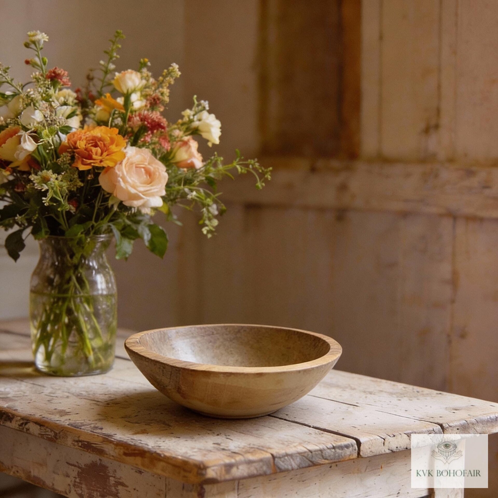 Handcrafted Rustic Olive Wood Bowl - 6 Inch Wooden Kitchen Tableware