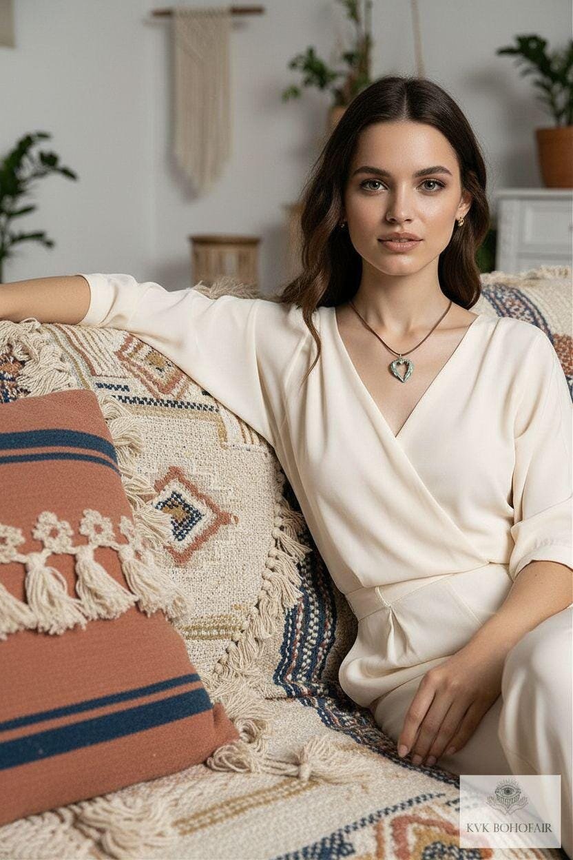 Elegant Brass Angel Wings Heart Choker Necklace: Boho Jewelry