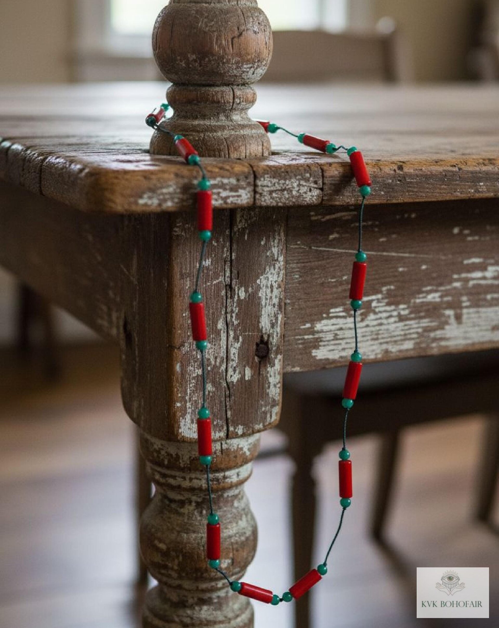 Handcrafted Nepal Beaded Necklace, Boho Gemstone Jewelry