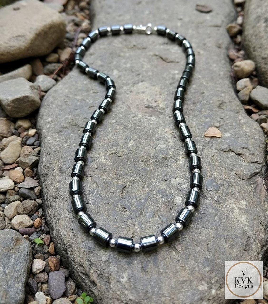 Hematite Barrel Bead Necklace