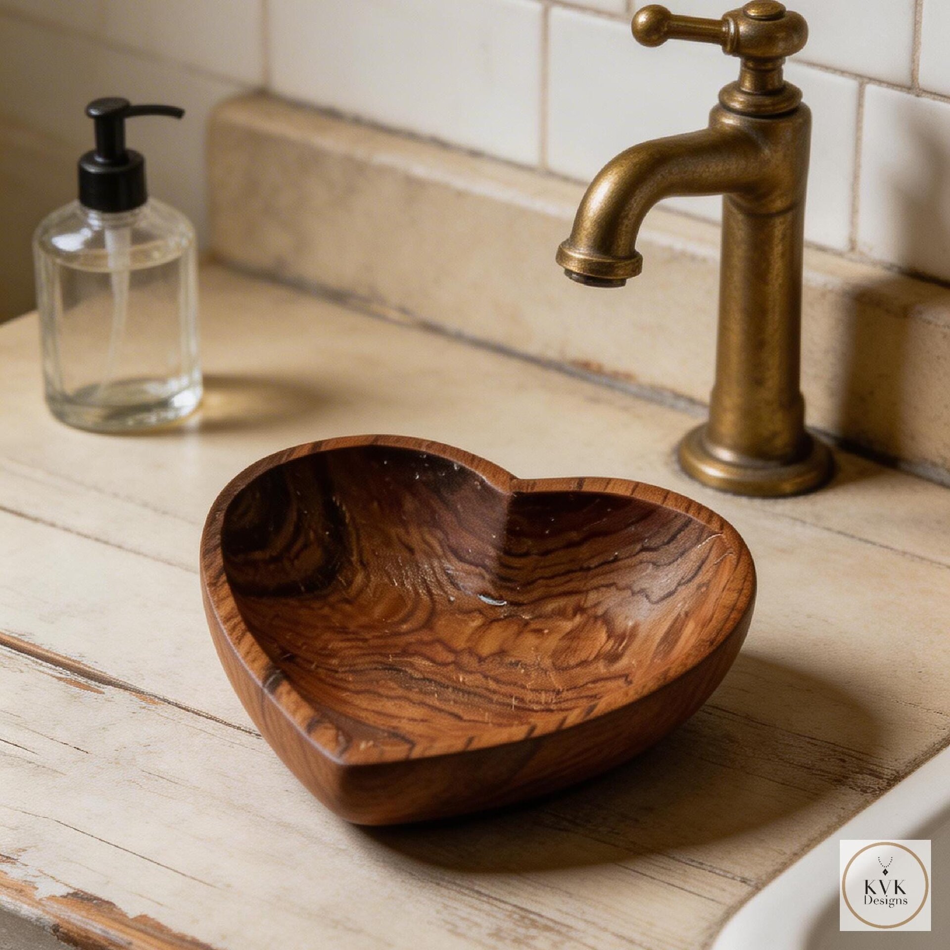 Small Olive Wood Heart Bowl - Trinket Dish