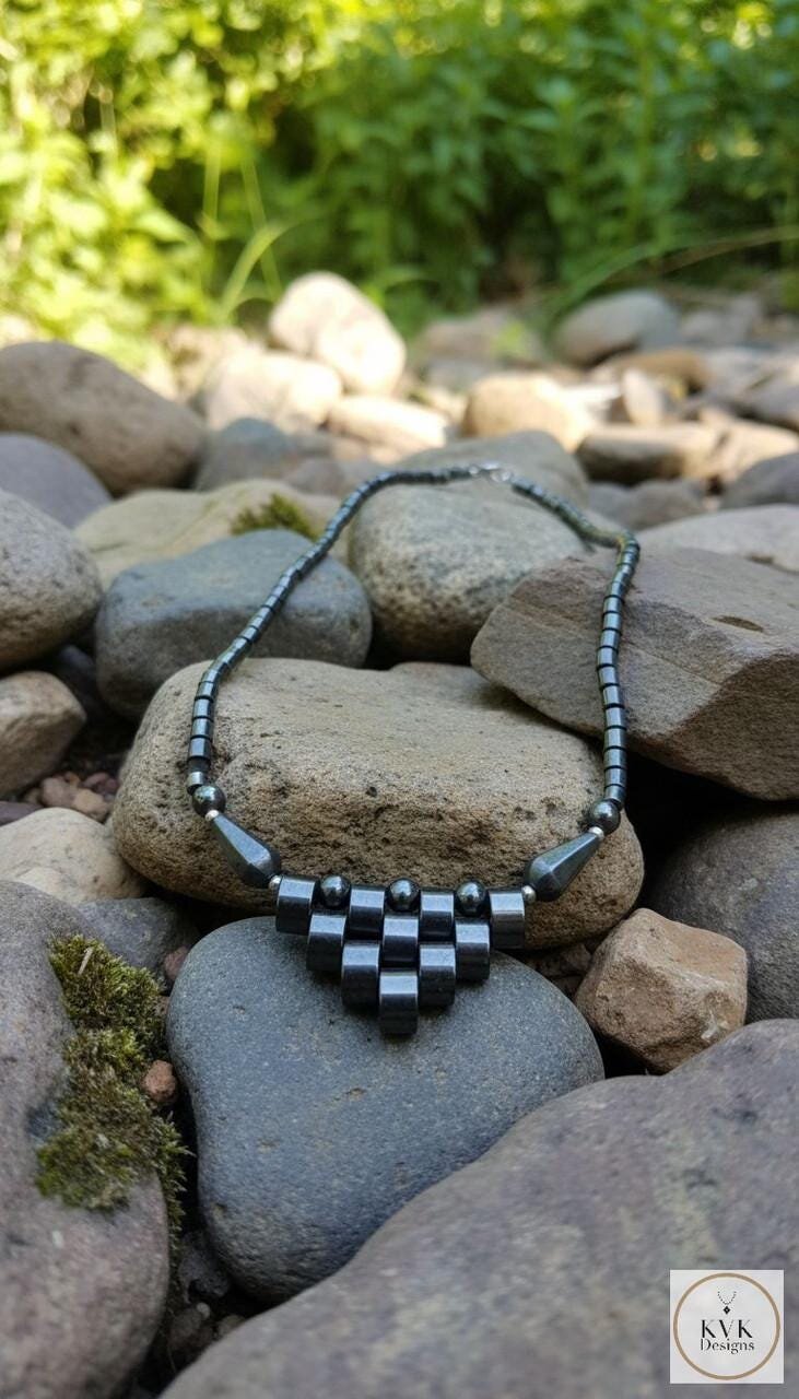 Hematite Bead & Silver Necklace