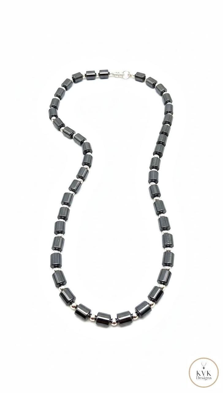 Hematite Barrel Bead Necklace