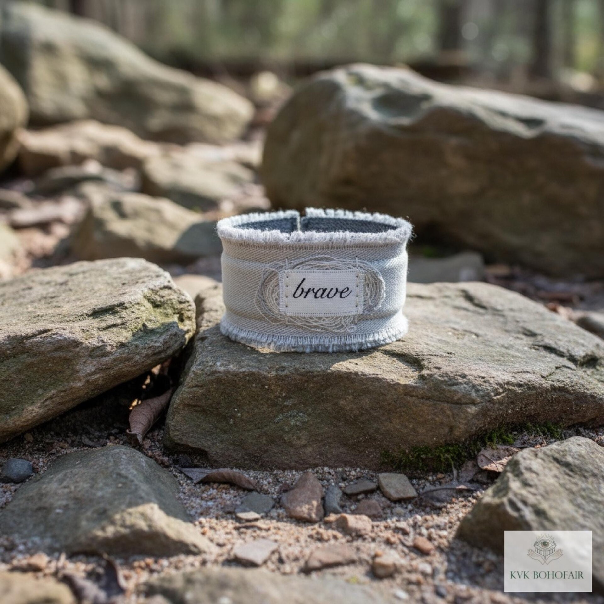 Brave Boho Cuff Bracelet – Stitched Cotton Fabric Wrist Cuff