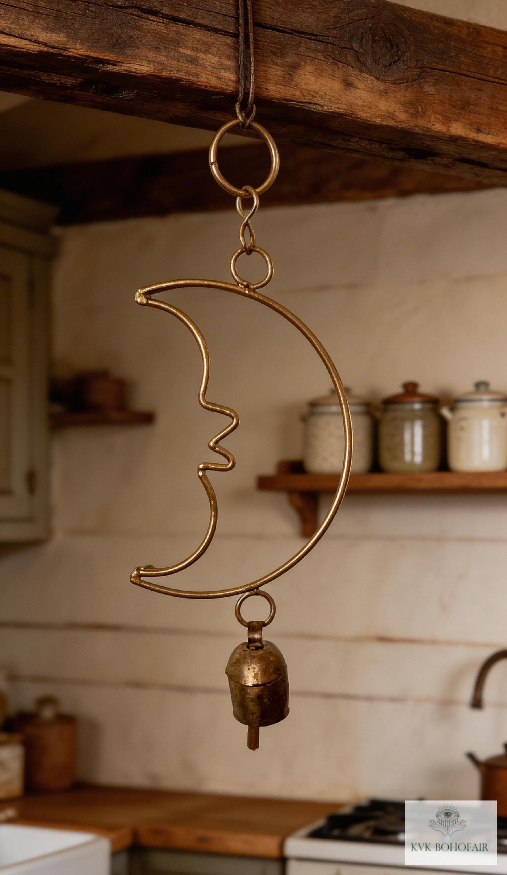Crescent Moon Chime - Handmade Artisan Boho Metal Celestial Yard Decor