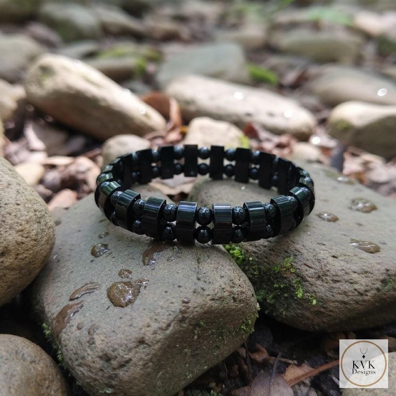 Mens Magnetic Hematite Black Pearl Bracelet