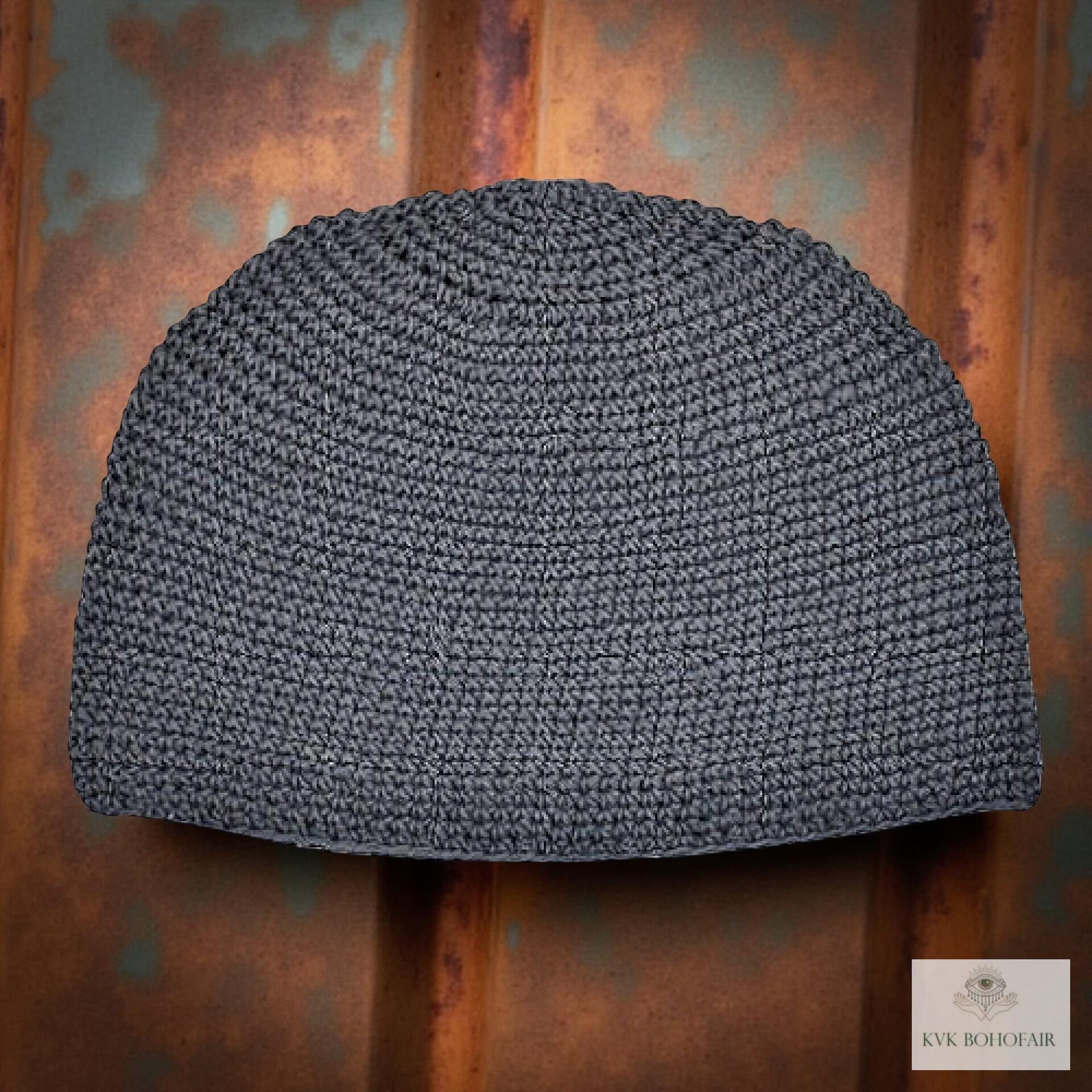 Gray Kufi Skull Cap, Crocheted Beanie Hat, Ethically sourced