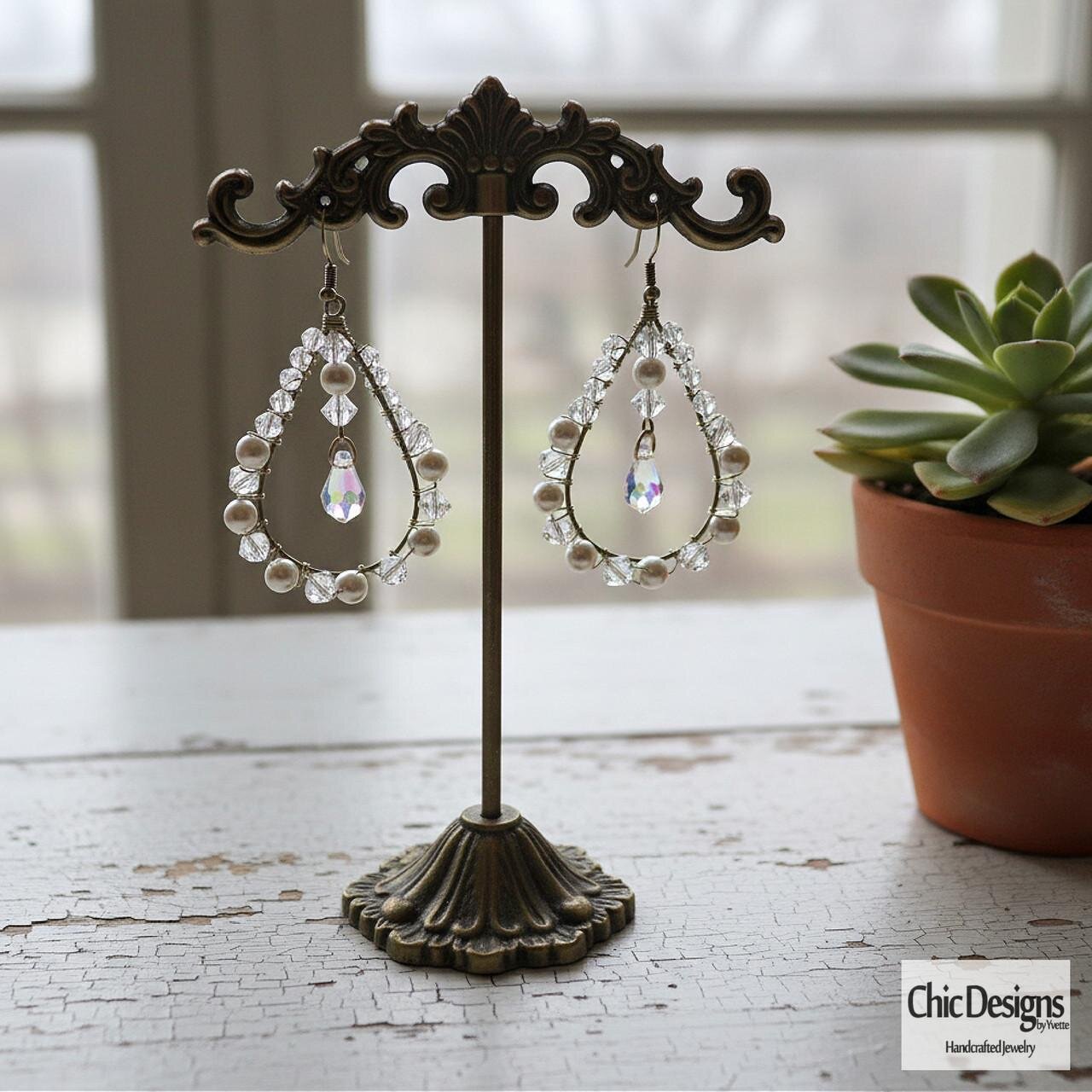 Swarovski Crystal Pear Shaped Dangle Earrings