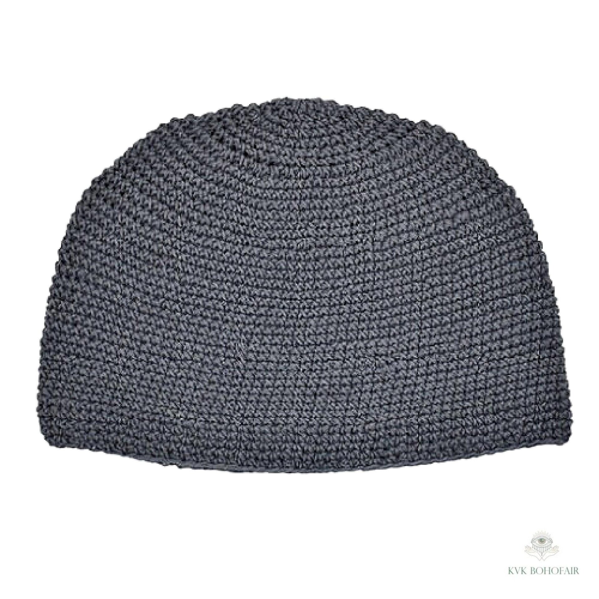 Gray Kufi Skull Cap, Crocheted Beanie Hat, Ethically sourced