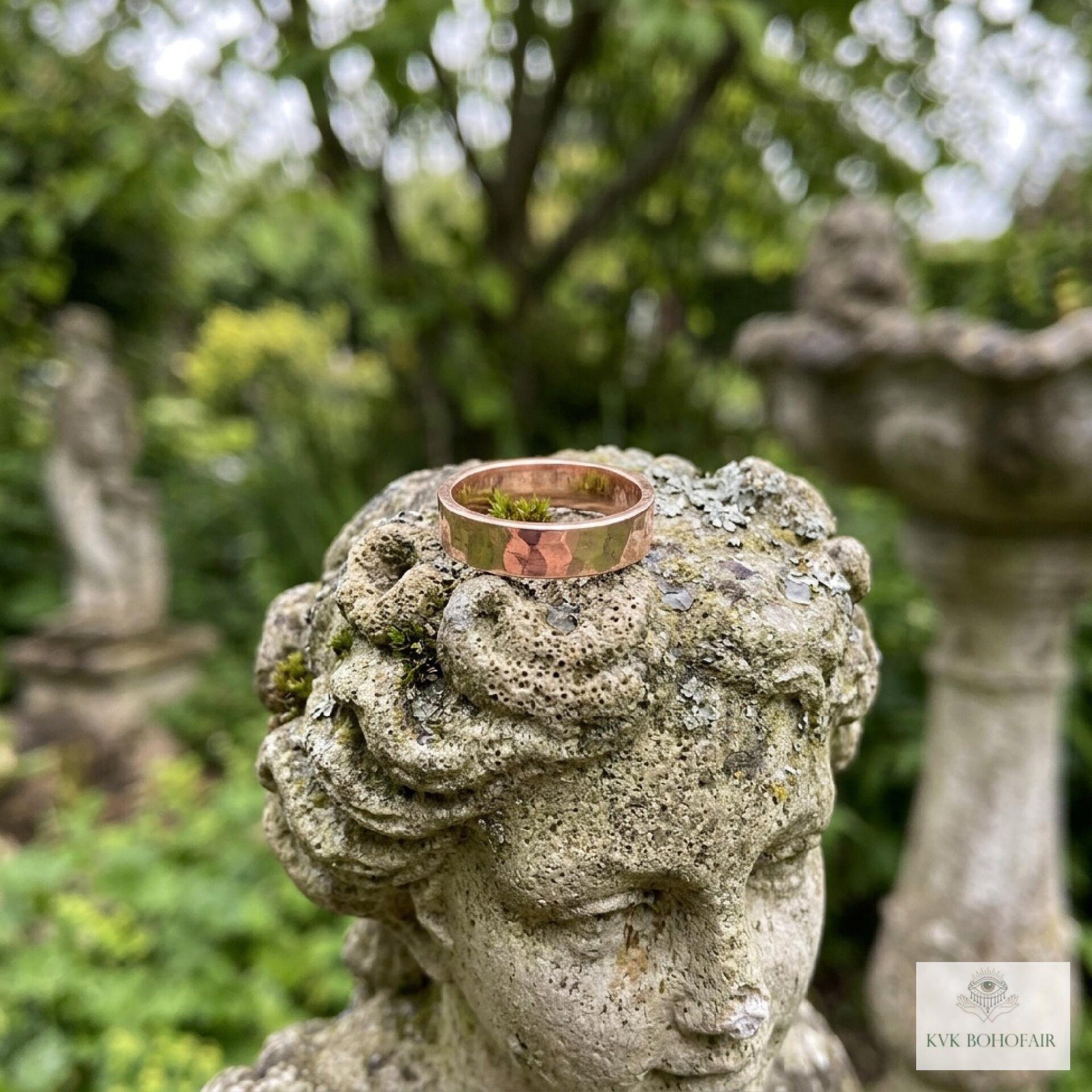 4.7 mm Copper Ring, Rustic Hammered Band, Unique Boho Style Jewelry