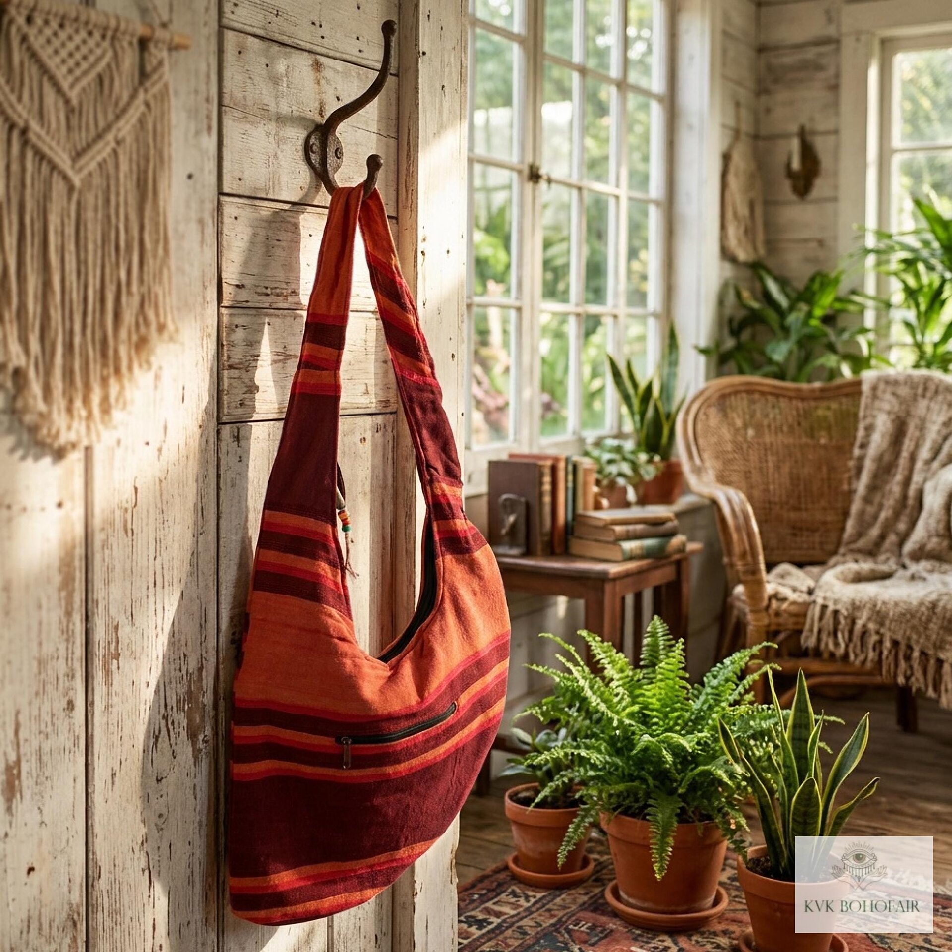 Striped Crossbody Bag - Summer Boho Sling Bag