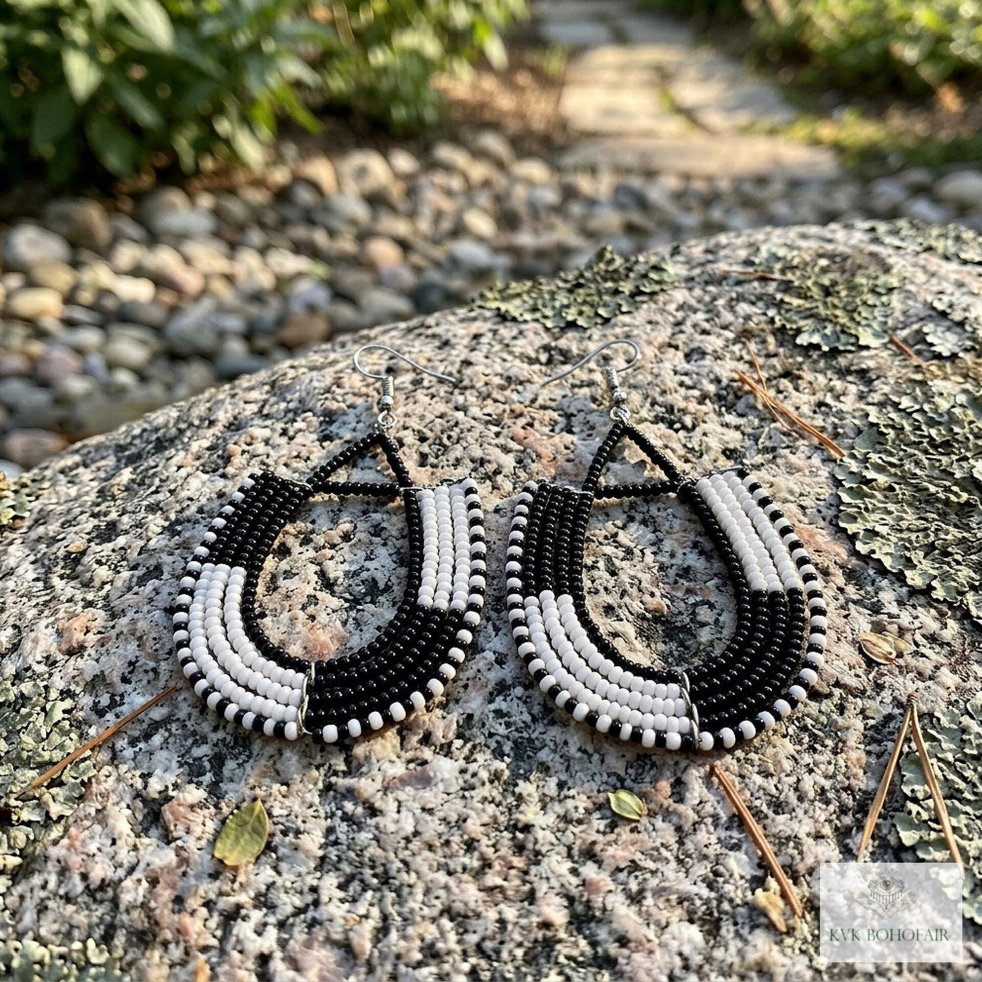 Maasai Beaded Dangle Earrings, Colorful Geometric African Drops, Stainless Steel Hook Jewelry