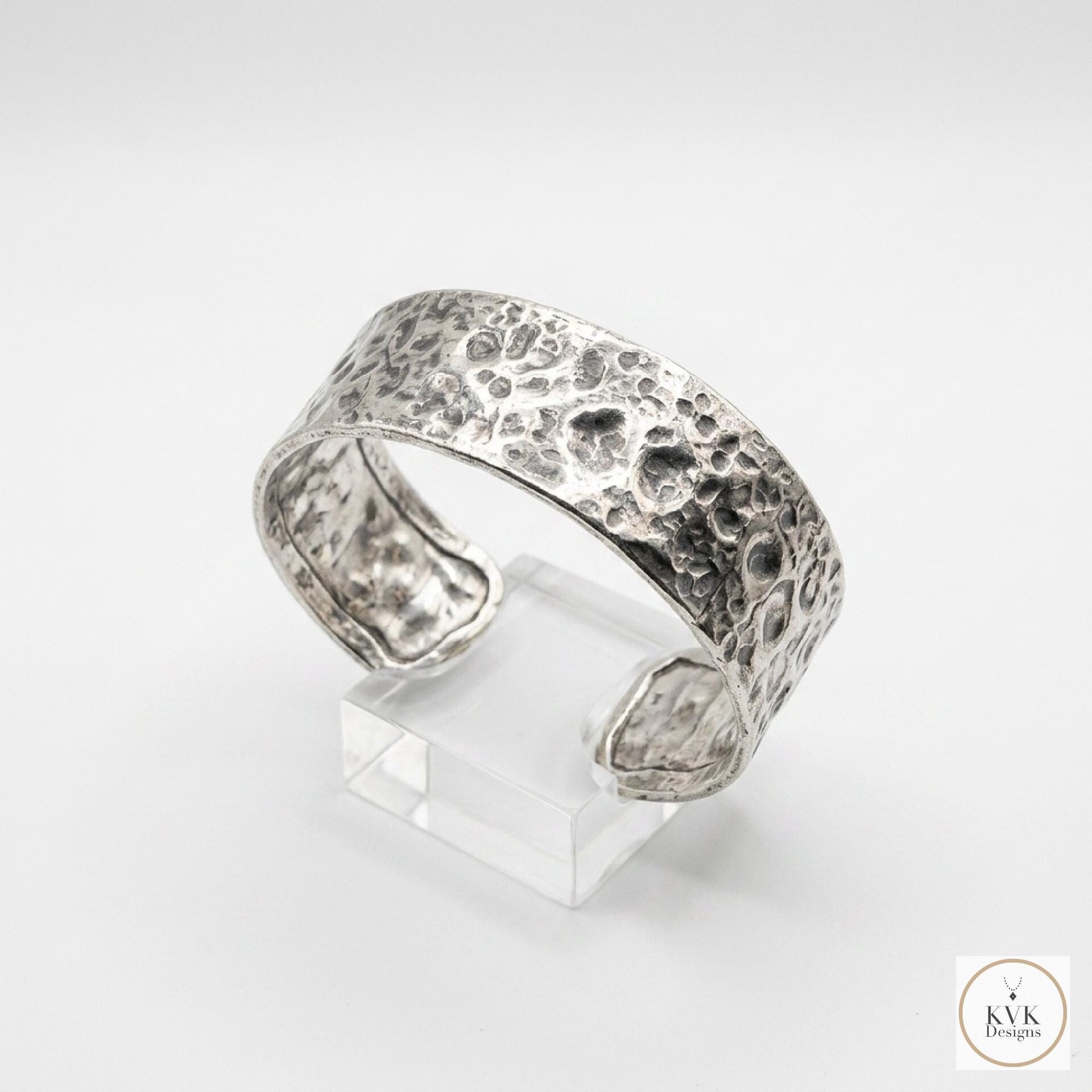 Hammered Silver Cuff Bracelet: Boho Bohemian Jewelry