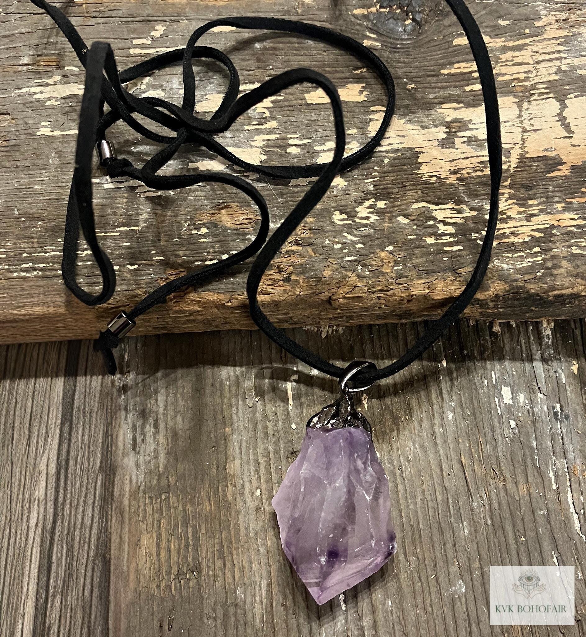 Handcrafted Amethyst Point Pendant - Boho Necklace, Gemstone Jewelry