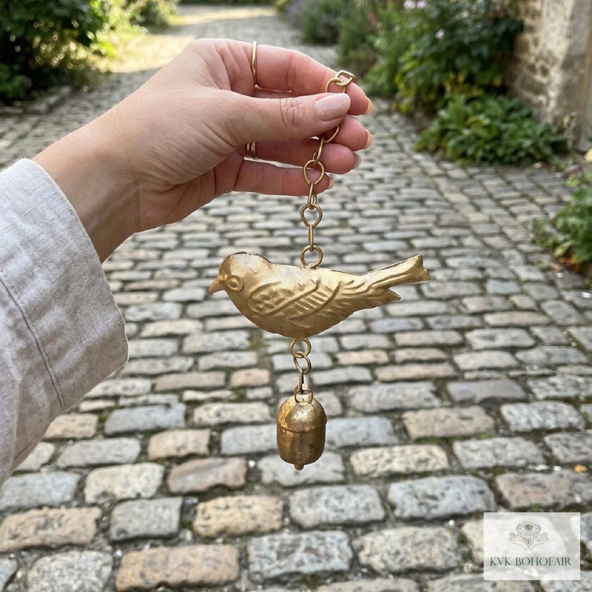 Handmade Bird Windchime - Artisan Metal Patio Ornament Outdoor Garden Decor