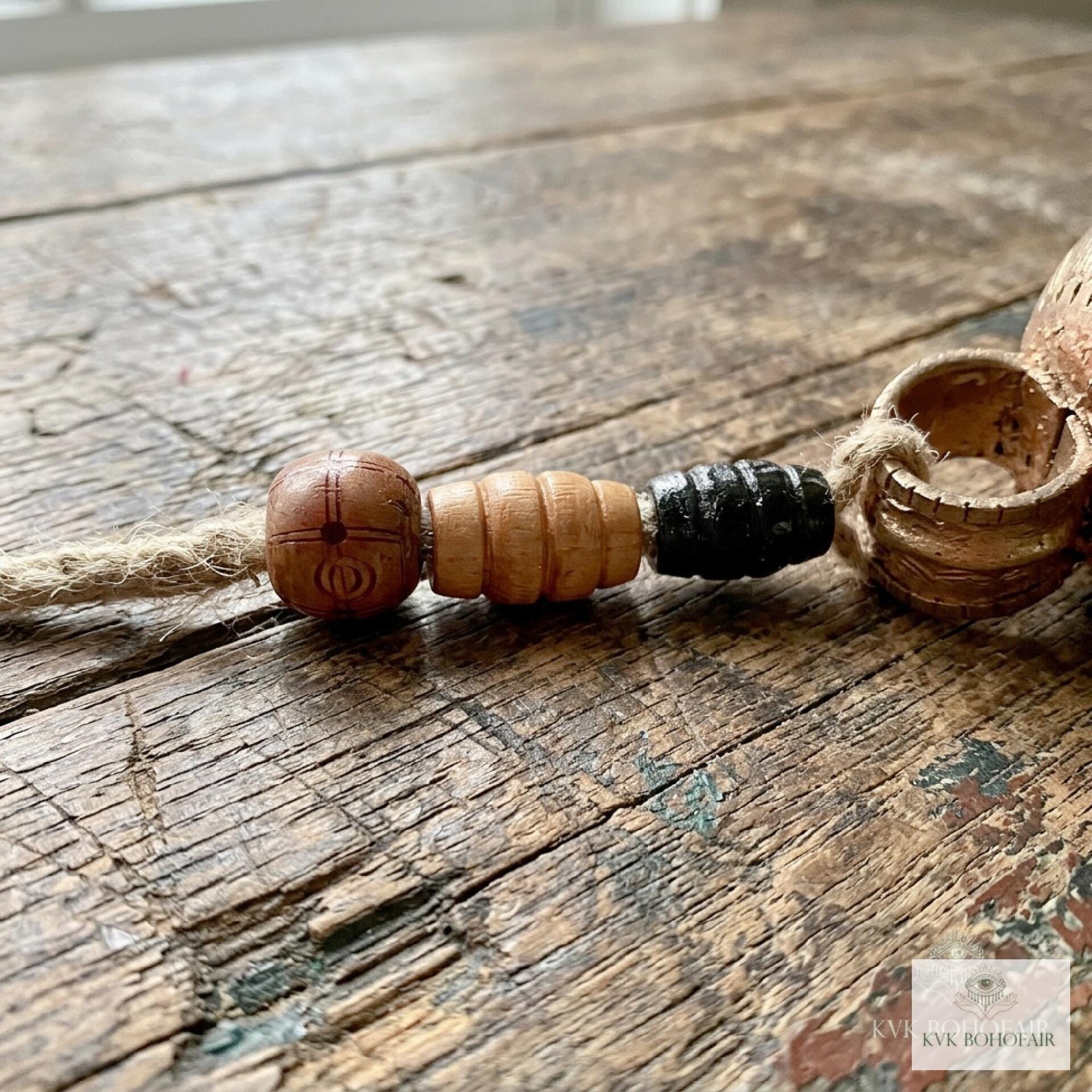 Handmade Etched Copper Bell Jute Cord Artisan Boho Wall Hanging