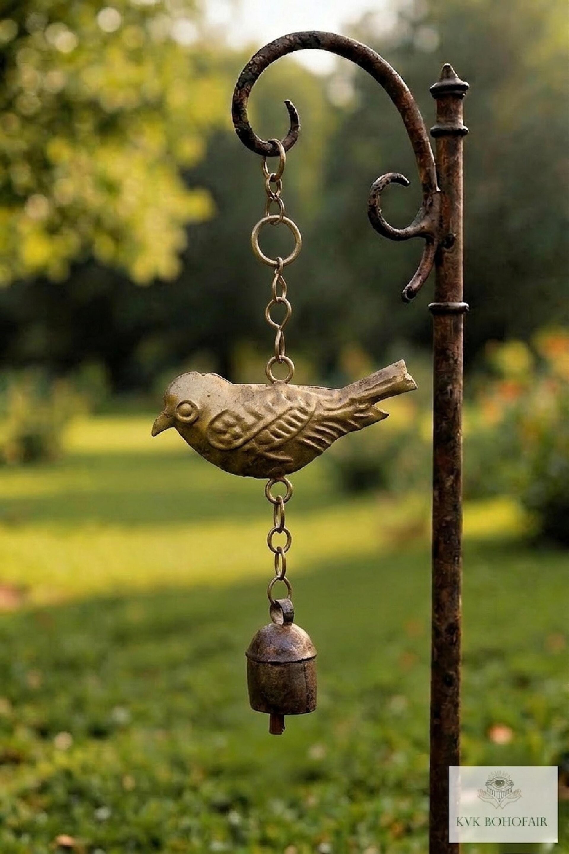 Handmade Bird Windchime - Artisan Metal Patio Ornament Outdoor Garden Decor