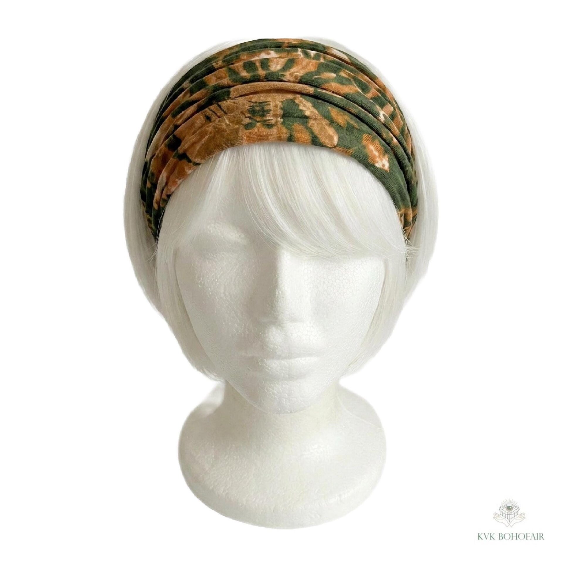 Green Tie-Dye Boho Headband,  Stylish Bohemian Headwrap, Headbands for Women