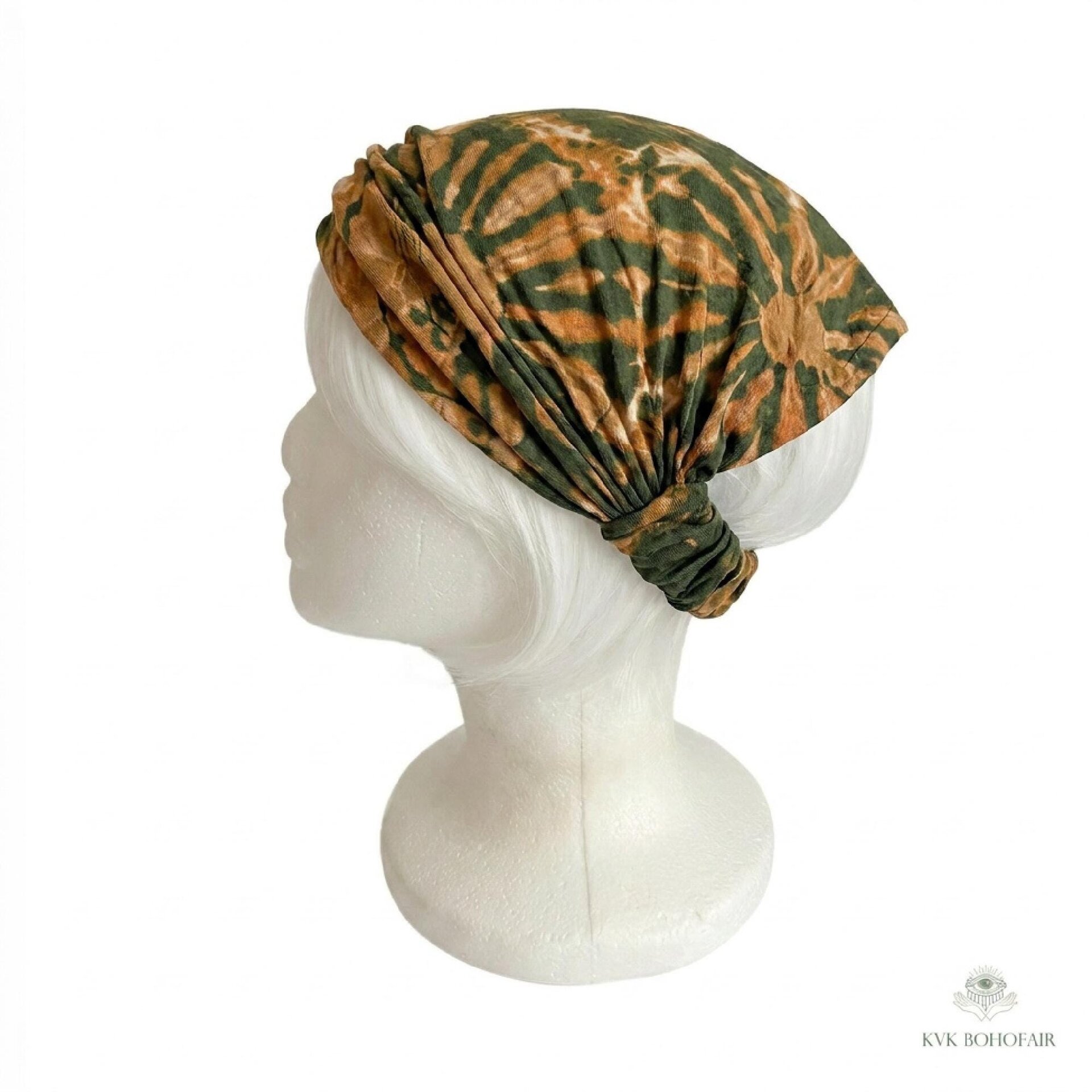 Green Tie-Dye Boho Headband,  Stylish Bohemian Headwrap, Headbands for Women