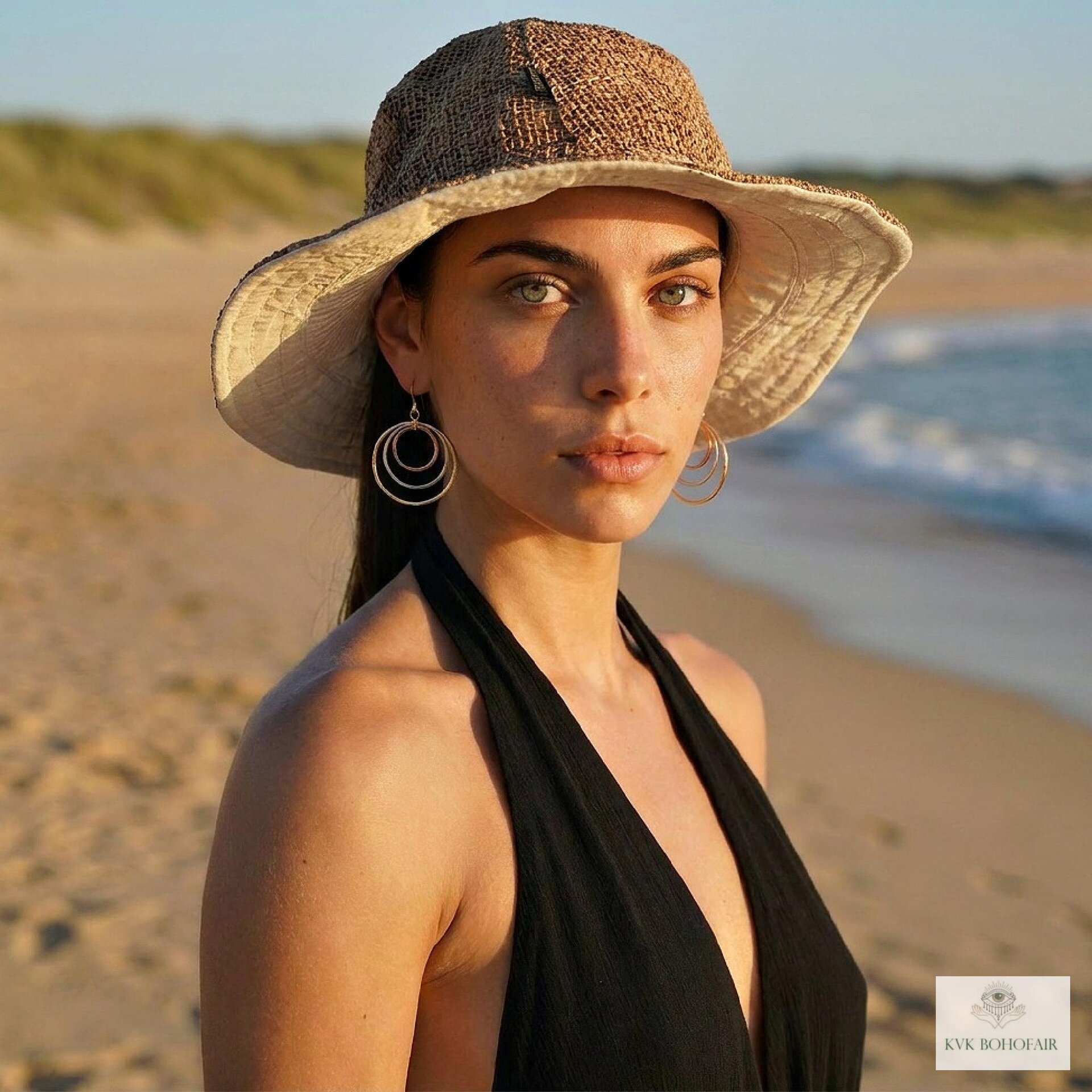 Mixed Metal Dangle Earrings - Hammered Tri Color Nested Hoops, Three Tone Circle Drops