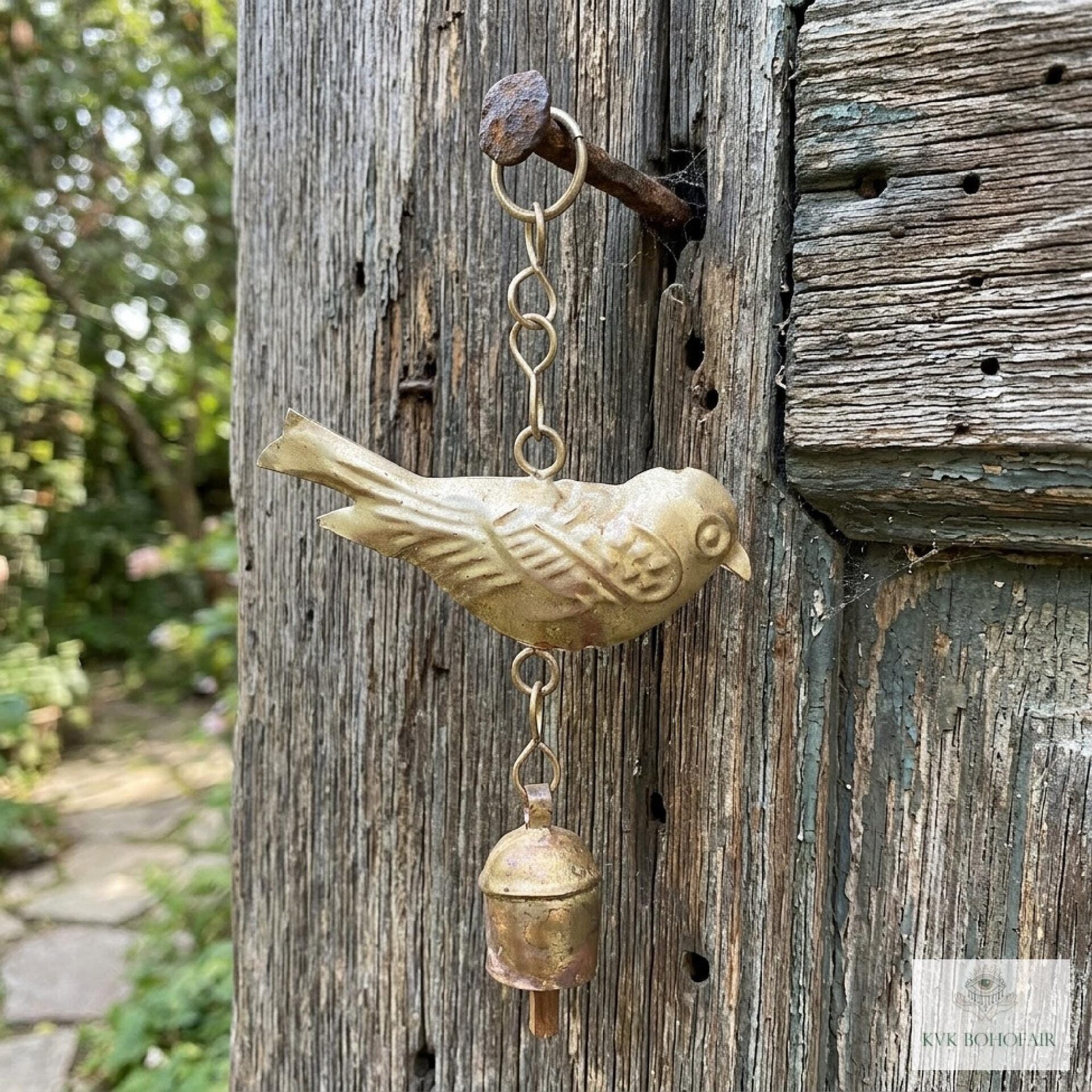 Handmade Bird Windchime - Artisan Metal Patio Ornament Outdoor Garden Decor