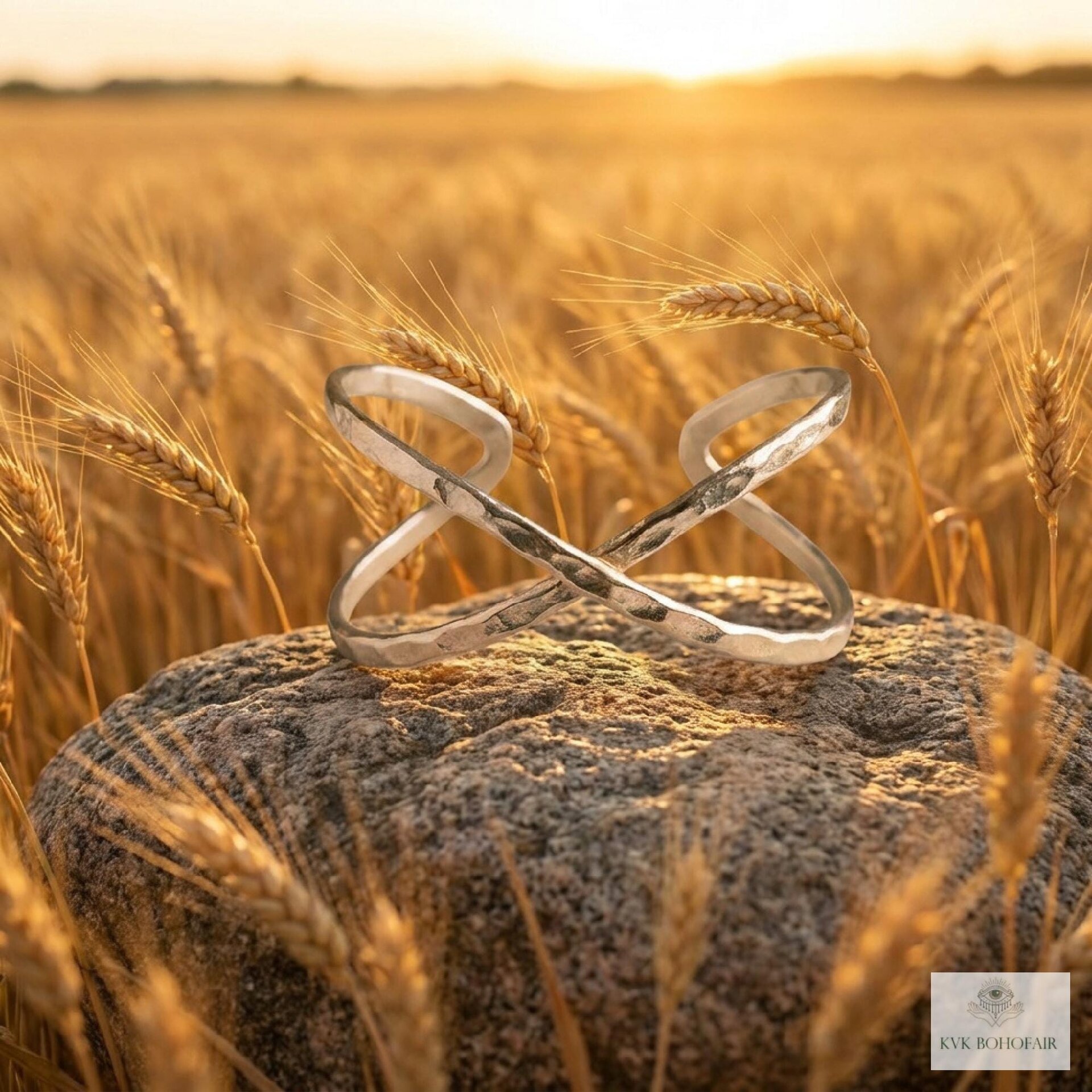 Hammered Silver Criss Cross Cuff Bracelet: Boho X Design