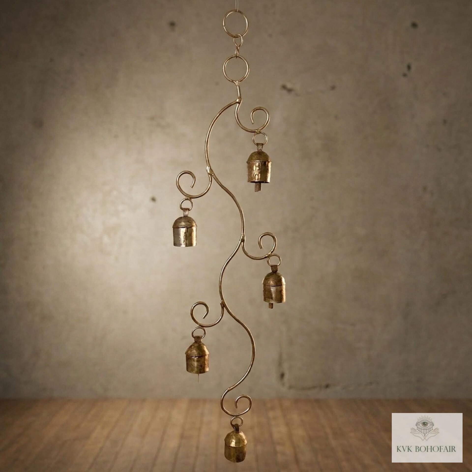 Handmade Swirl Wind Chime - Long Cascading Garden Bells