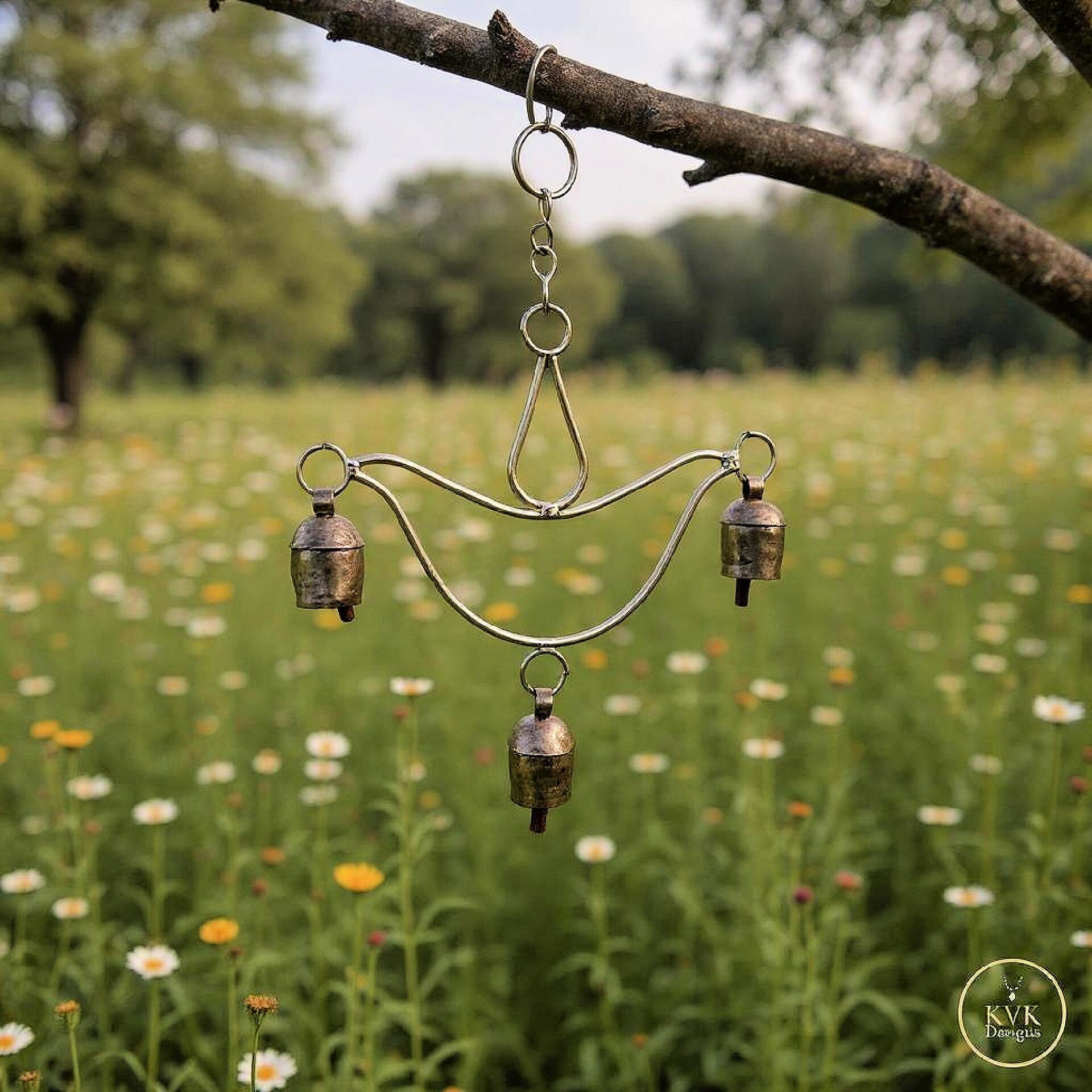 Handmade Lotus Flower Windchime - Artisan Zen Metal Yard Art