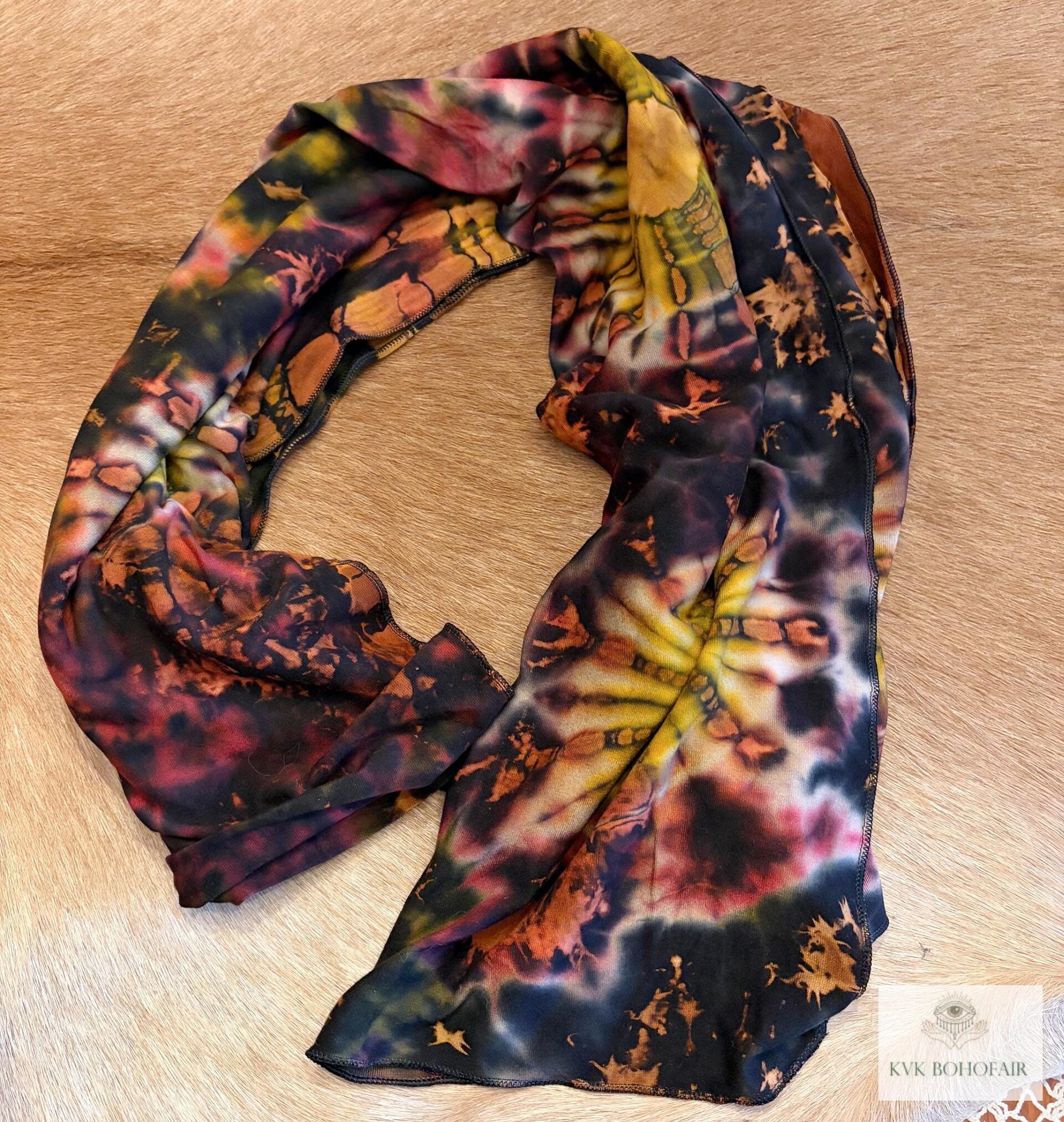 Handmade Tie Dye Scarf, Stylish Bohemian Accessory for All Seasons
