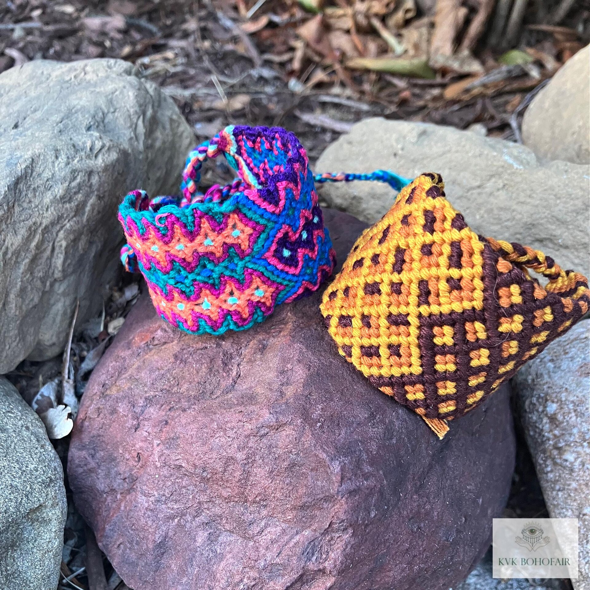Boho Wide Woven Cotton Cuff Bracelet - Adjustable Fabric Wristband