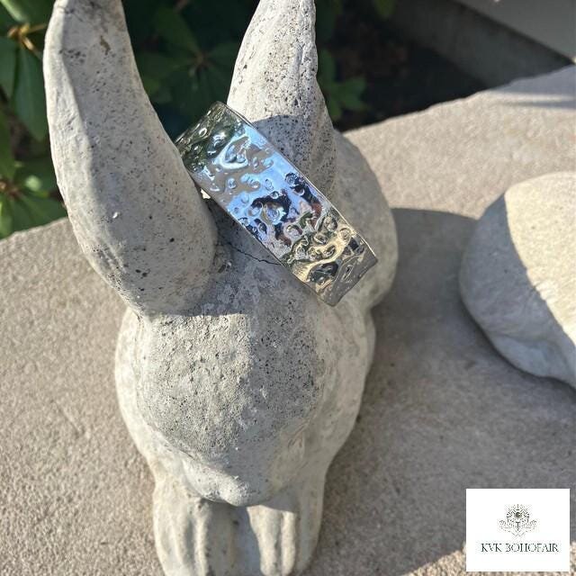 Hammered Silver Cuff Bracelet: Boho Bohemian Jewelry