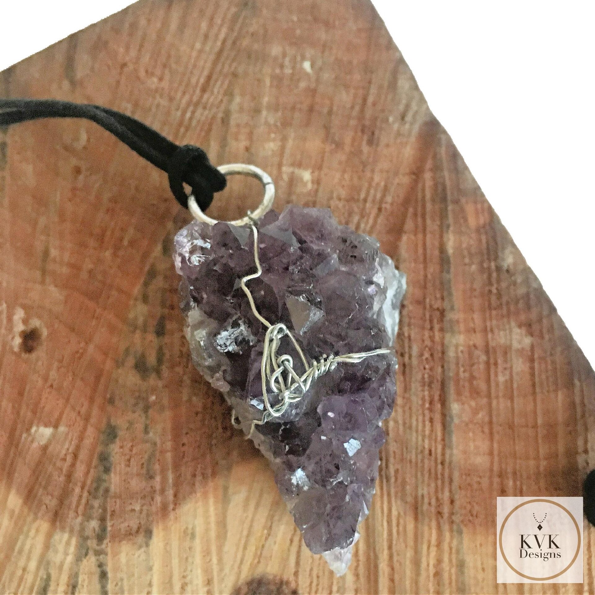 Raw Amethyst Wire Wrapped Necklace - Handcrafted Boho Crystal Pendant Jewelry