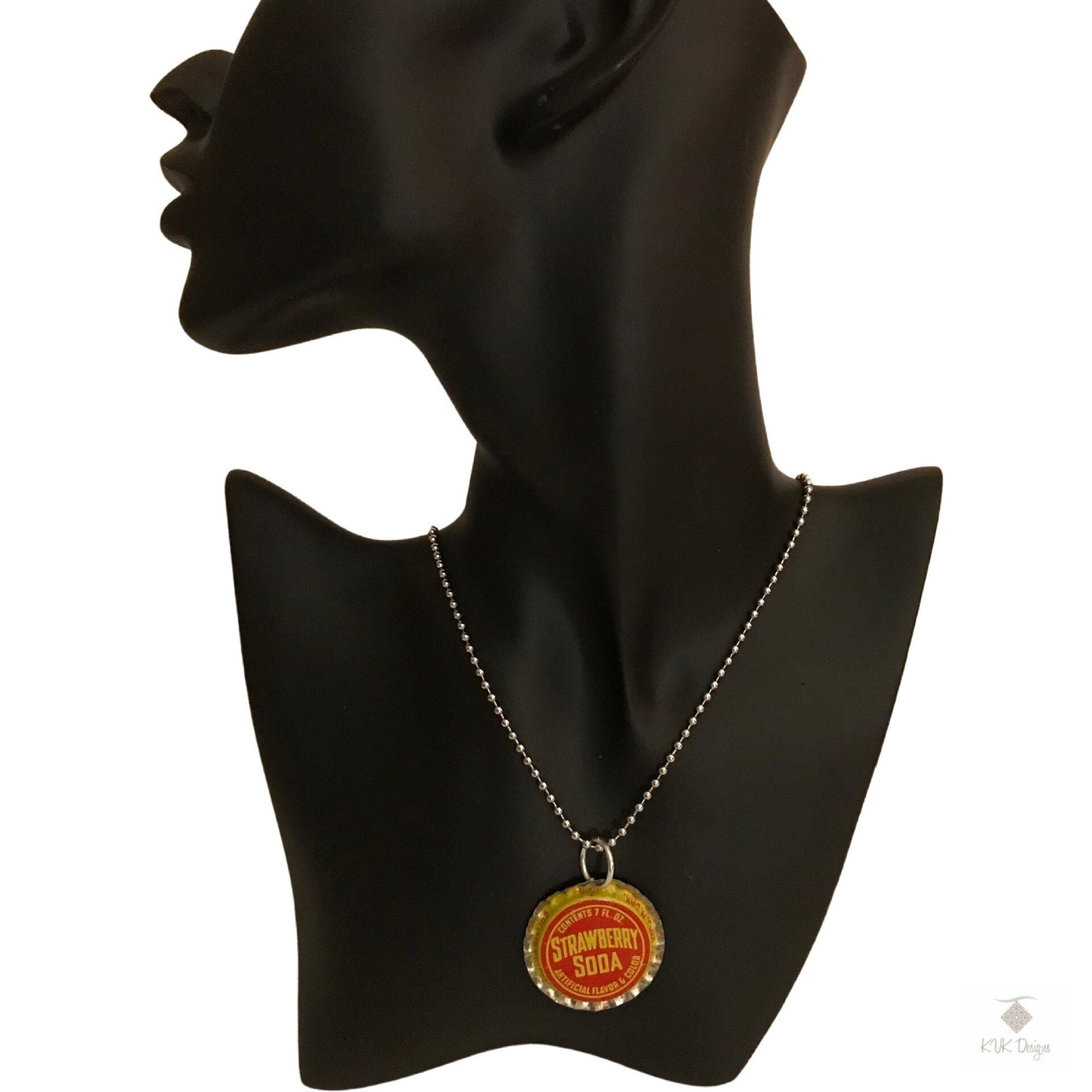 Vintage Soda Bottle Cap Necklace, Retro 1970s Americana Jewelry