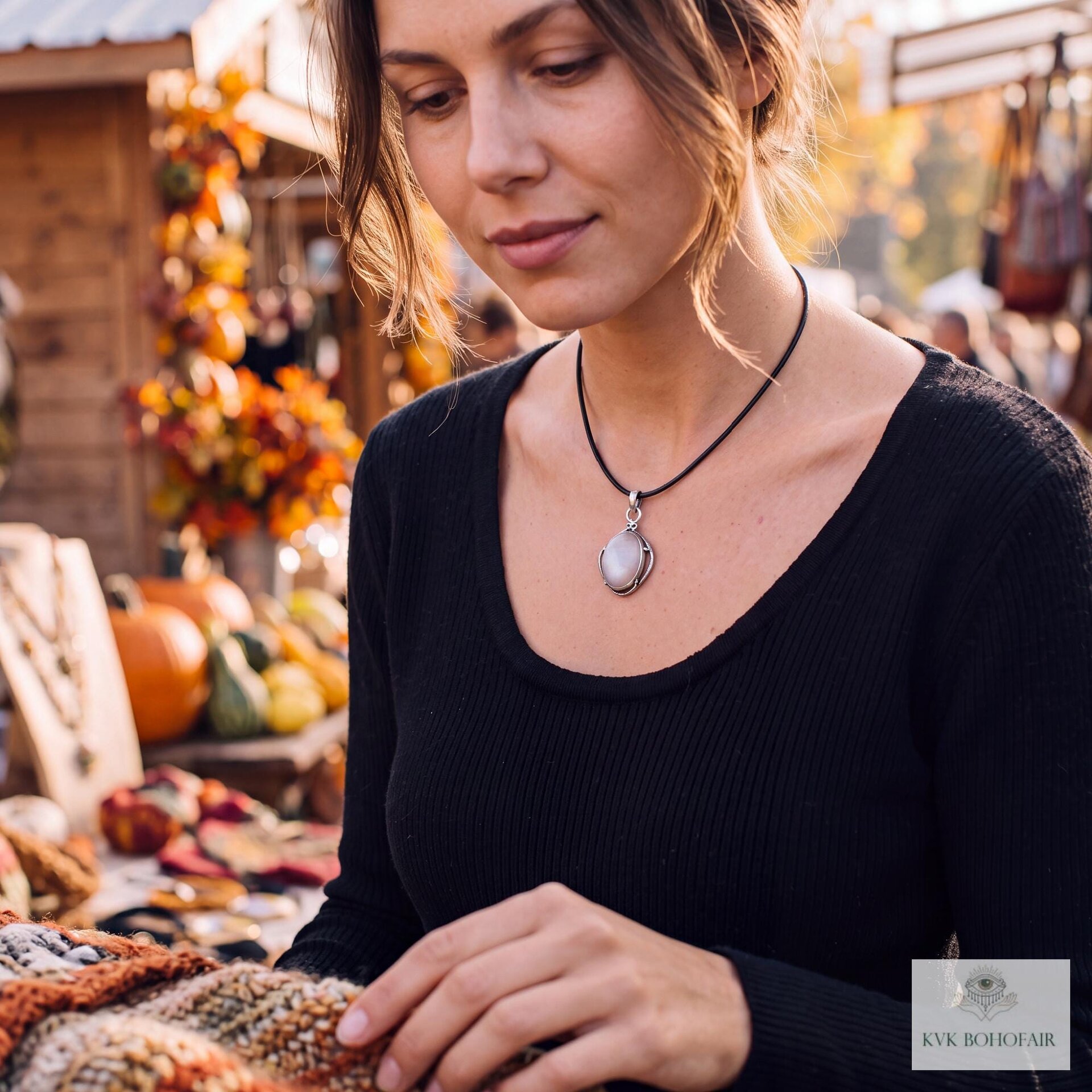 Gray Chalcedony Agate Pendant, Leather Cord Choker, Women's Gemstone Necklace