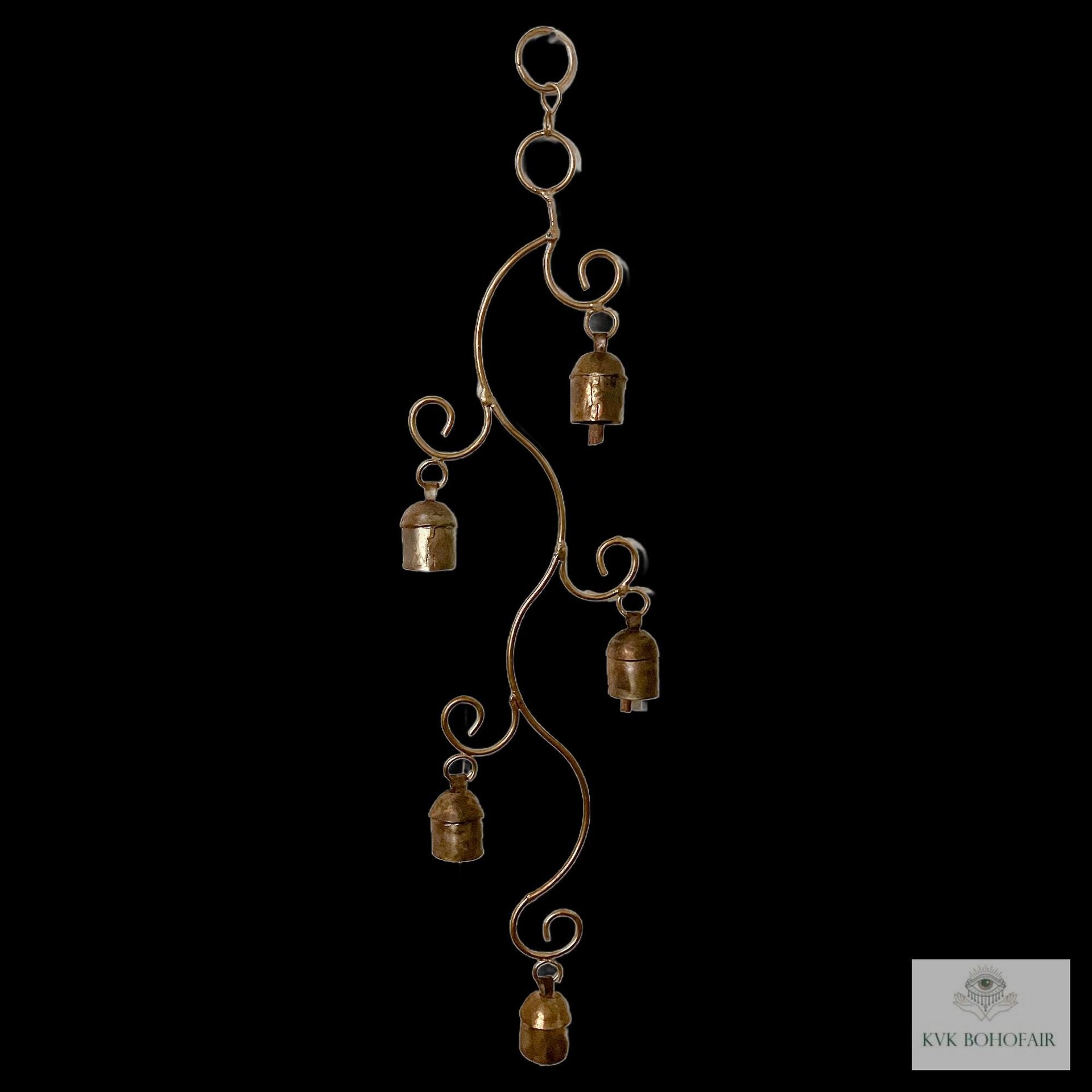 Handmade Swirl Wind Chime - Long Cascading Garden Bells