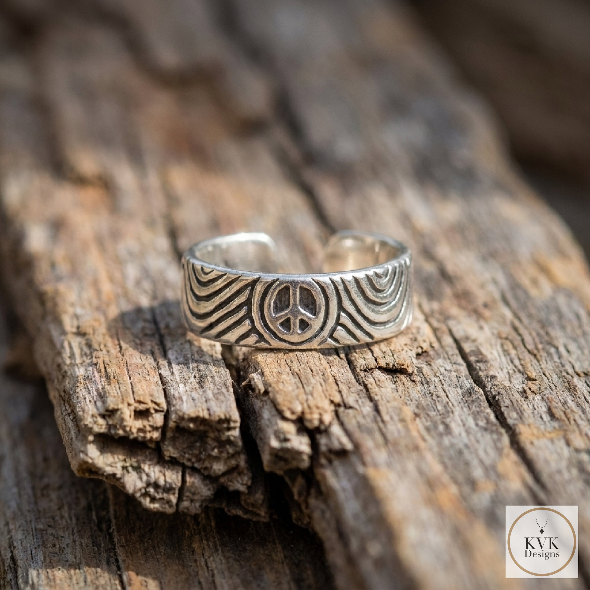 Sterling Silver Peace Sign Toe Ring