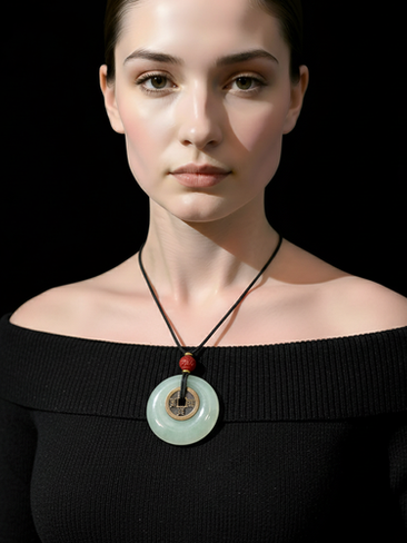 Jade "Bi" Disc with I Ching Coin
